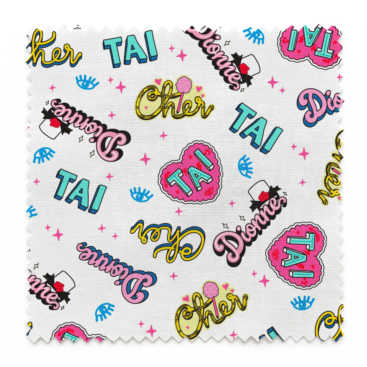 Paramount Clueless Character Names on White Fabric