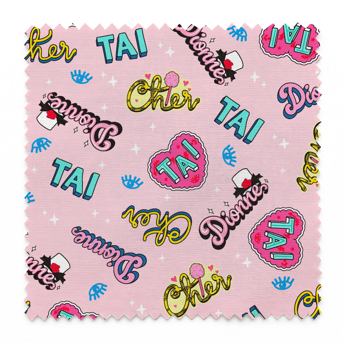 Paramount Clueless Character Names on Pink Fabric