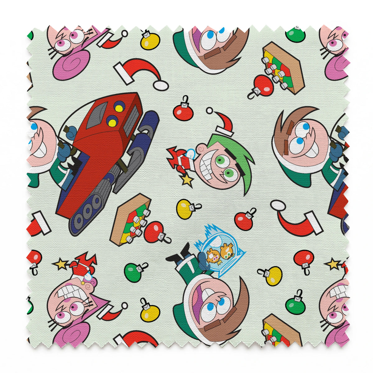 Paramount Fairly OddParents Christmas Prep on Green Fabric