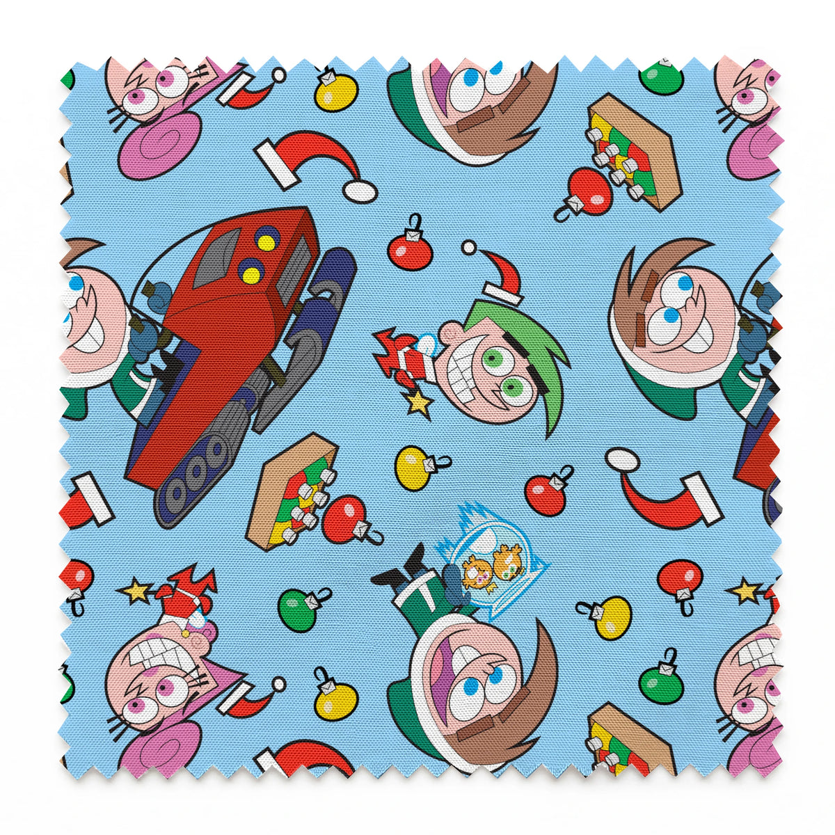 Paramount Fairly OddParents Christmas Prep on Blue Fabric