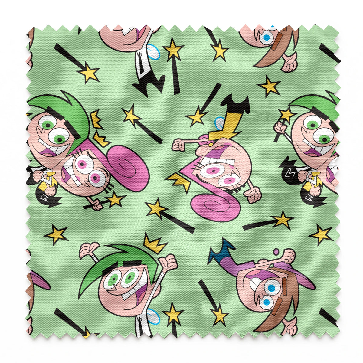 Paramount Fairly OddParents Fairy Friends on Green Fabric
