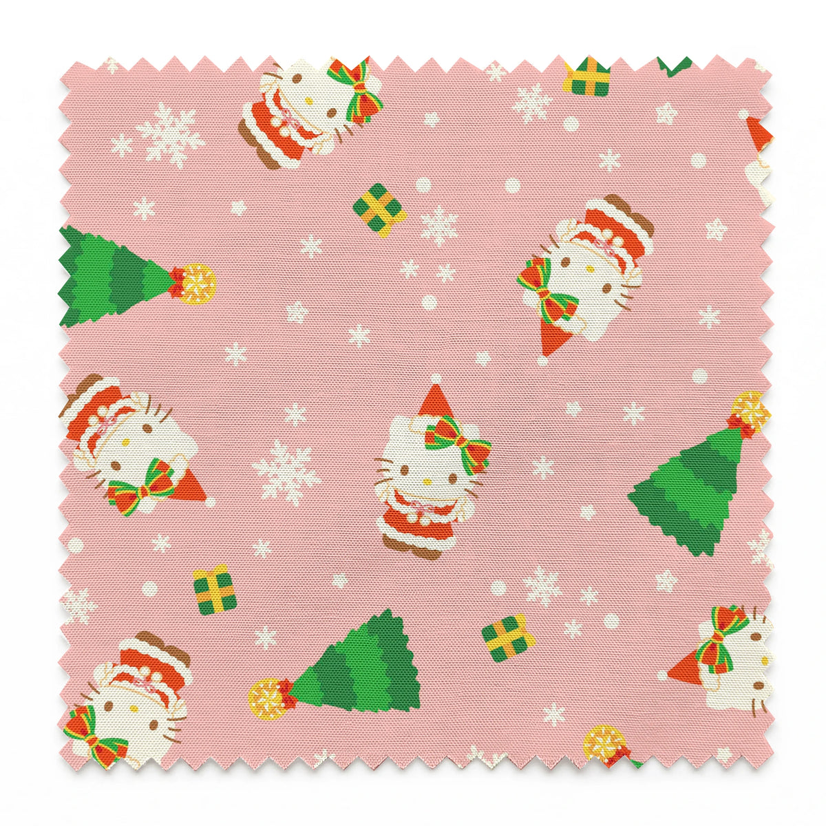 Hello Kitty® Christmas Tree Toss on Pink Fabric