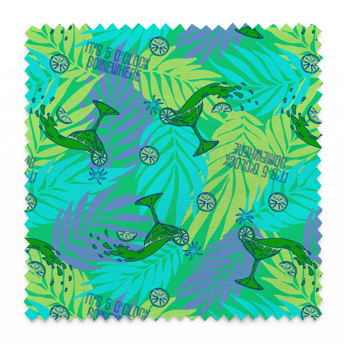 Margaritaville It's 5'O Clock Somewhere Tropical Turquoise Fabric