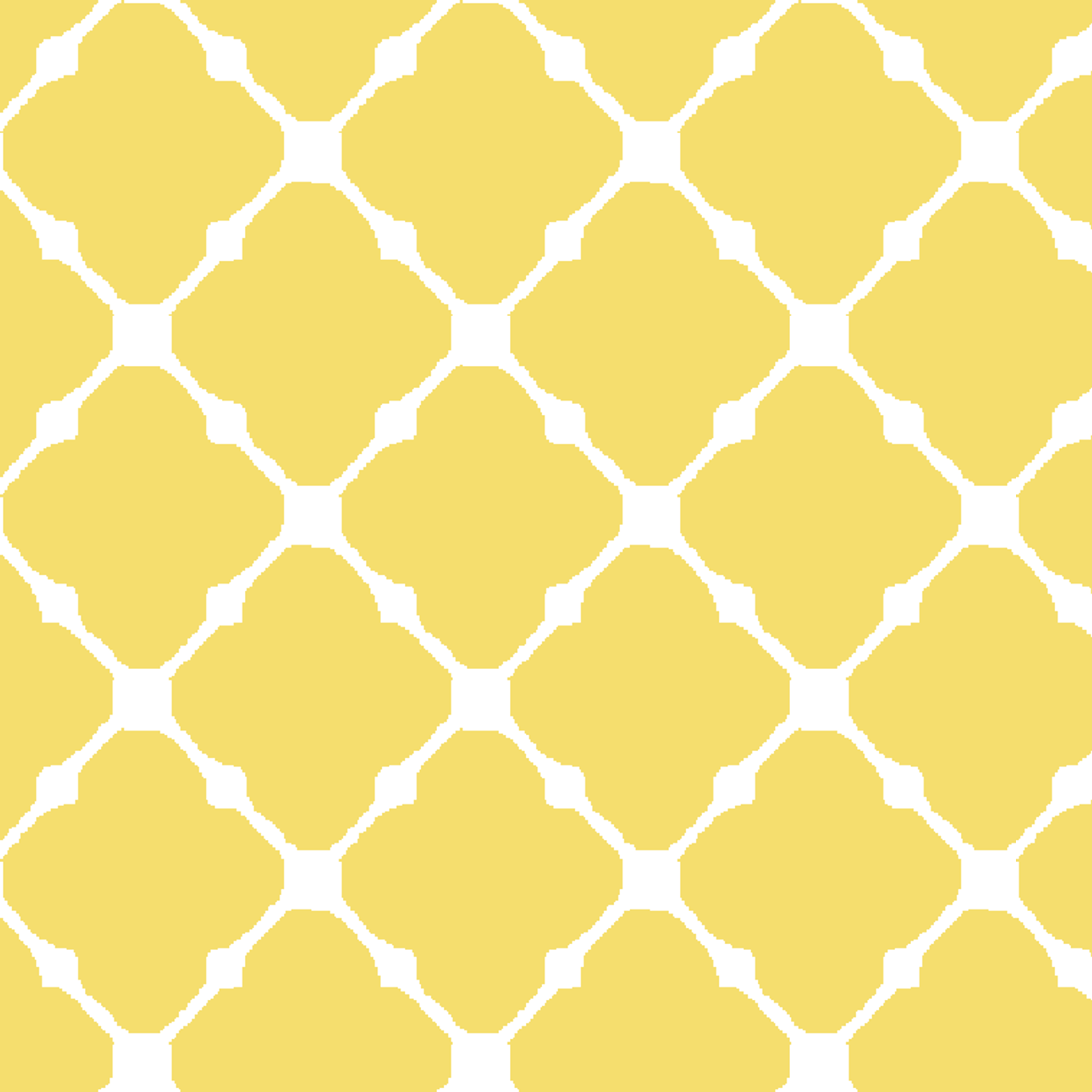 Yellow quatrefoil pattern on white background with Moroccan tile inspired design tiled preview square