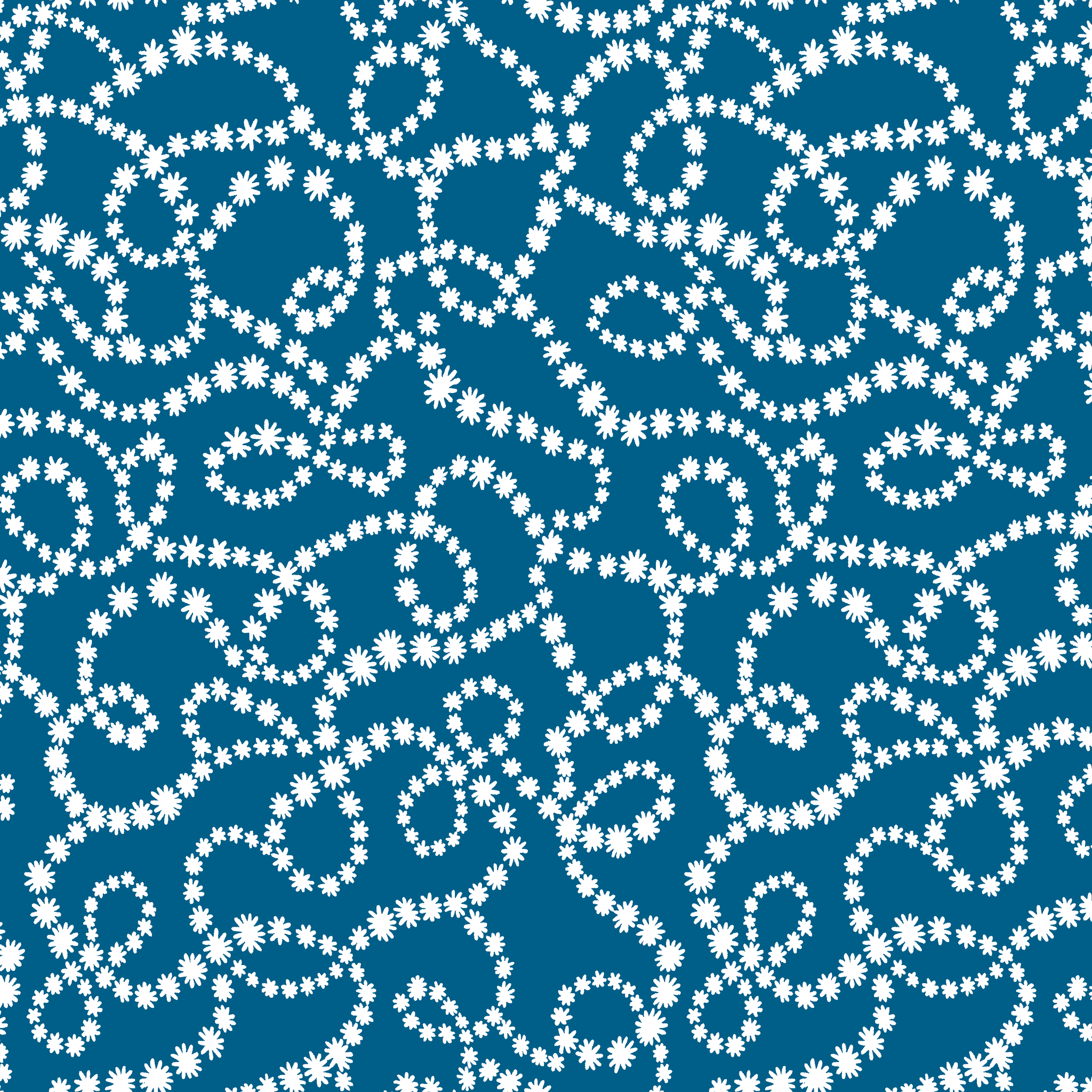 Dotted white swirling patterns on deep teal blue background creating abstract curved designs tiled preview square