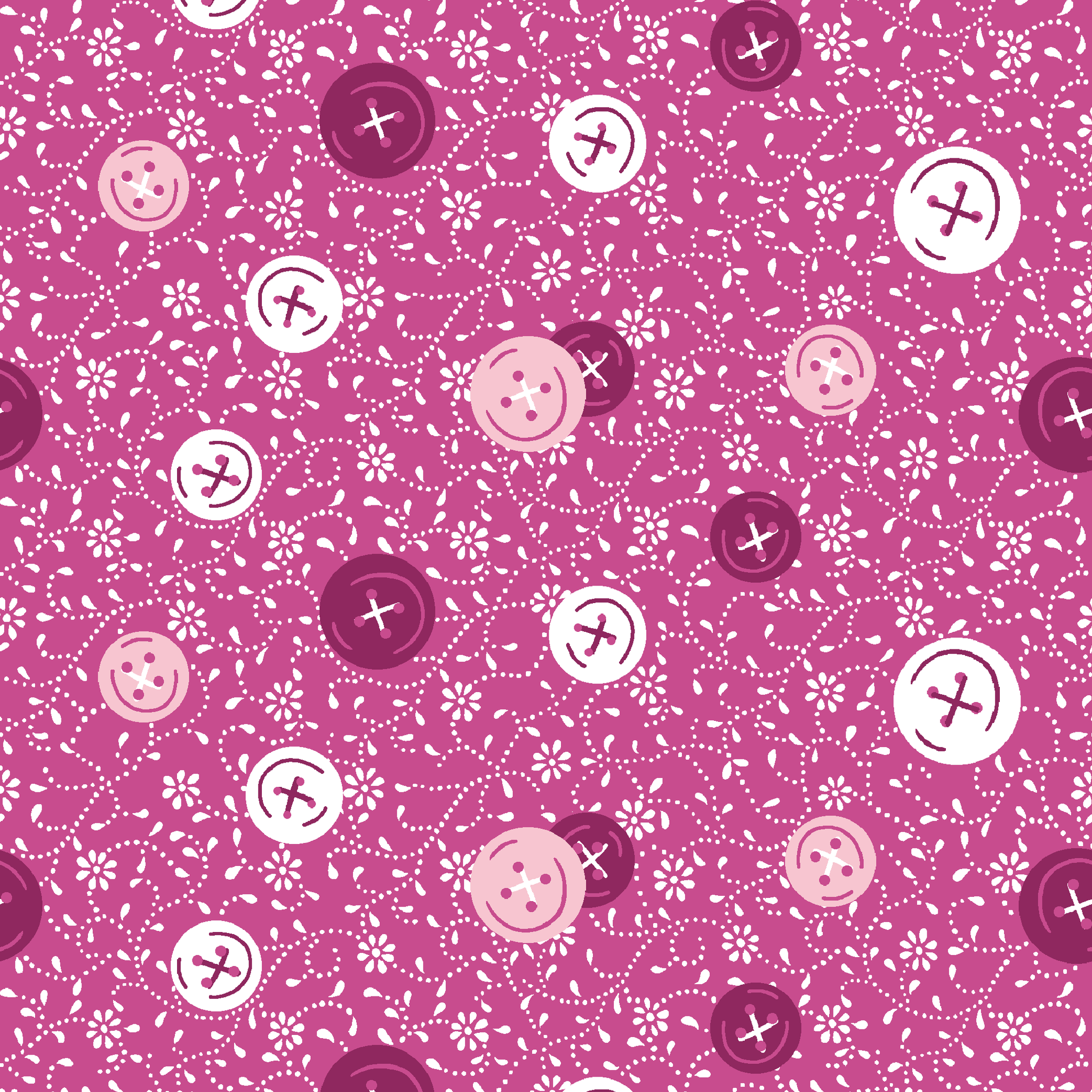Magenta background with white floral pattern and buttons scattered throughout tiled preview square