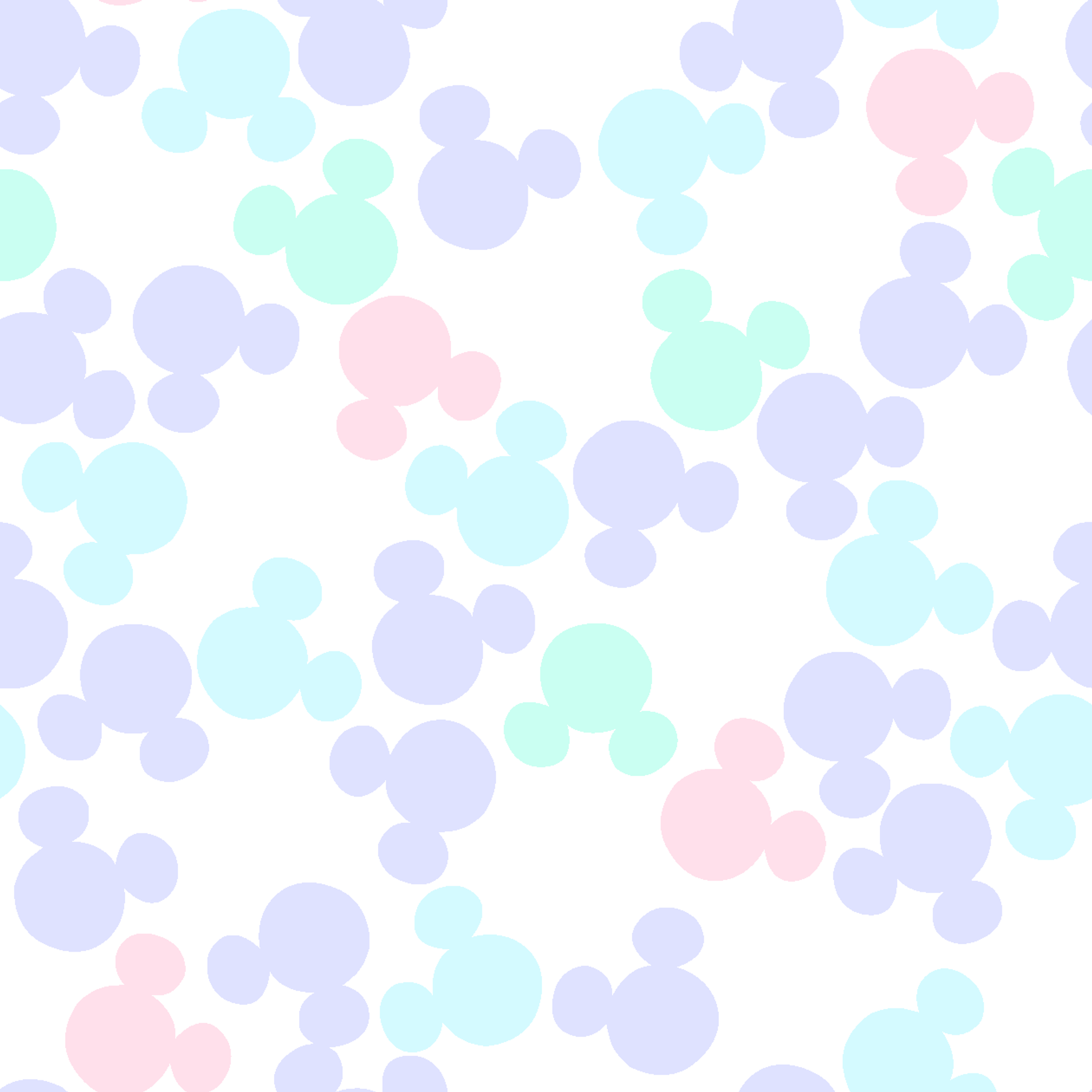 Pastel circular pattern with purple, light blue, green, and pink bubble shapes on white background tiled preview square