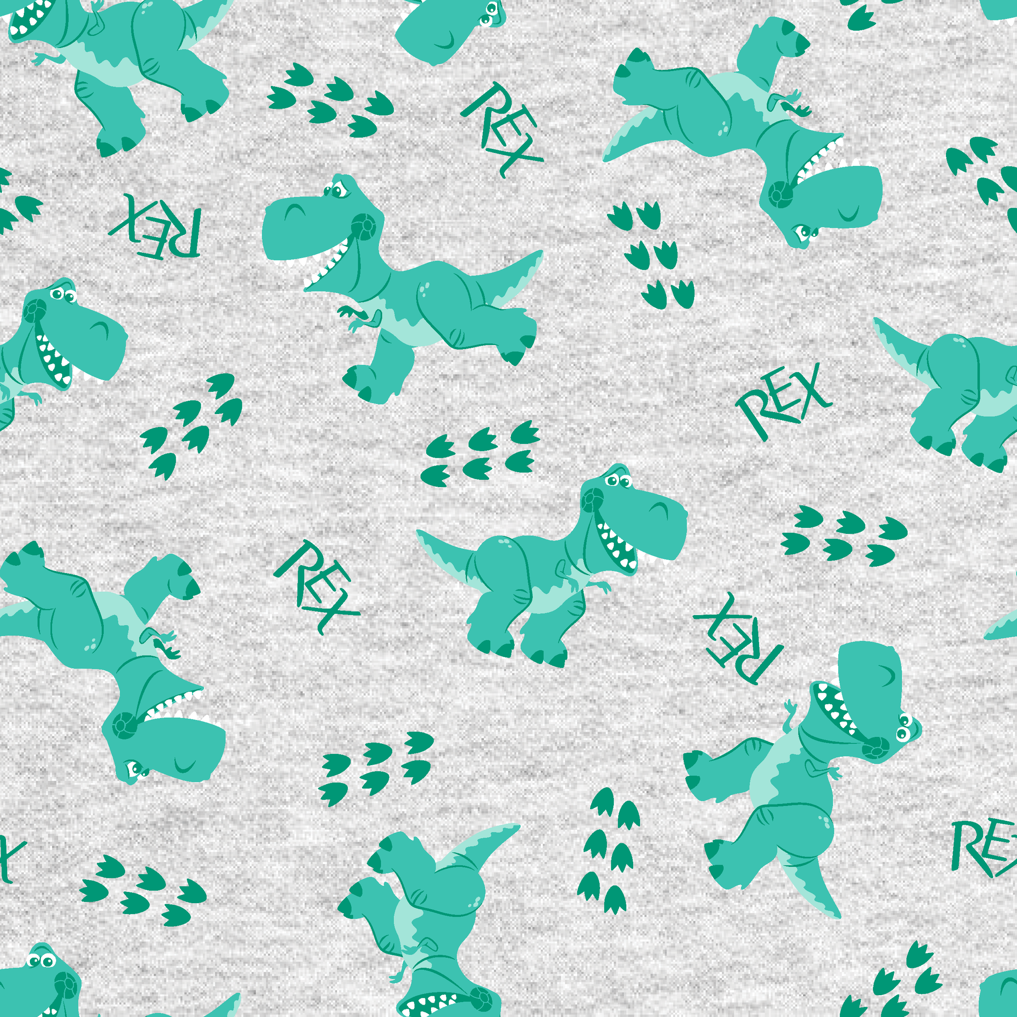 Playful Toy Story' Rex pattern on light gray heathered background tiled preview square