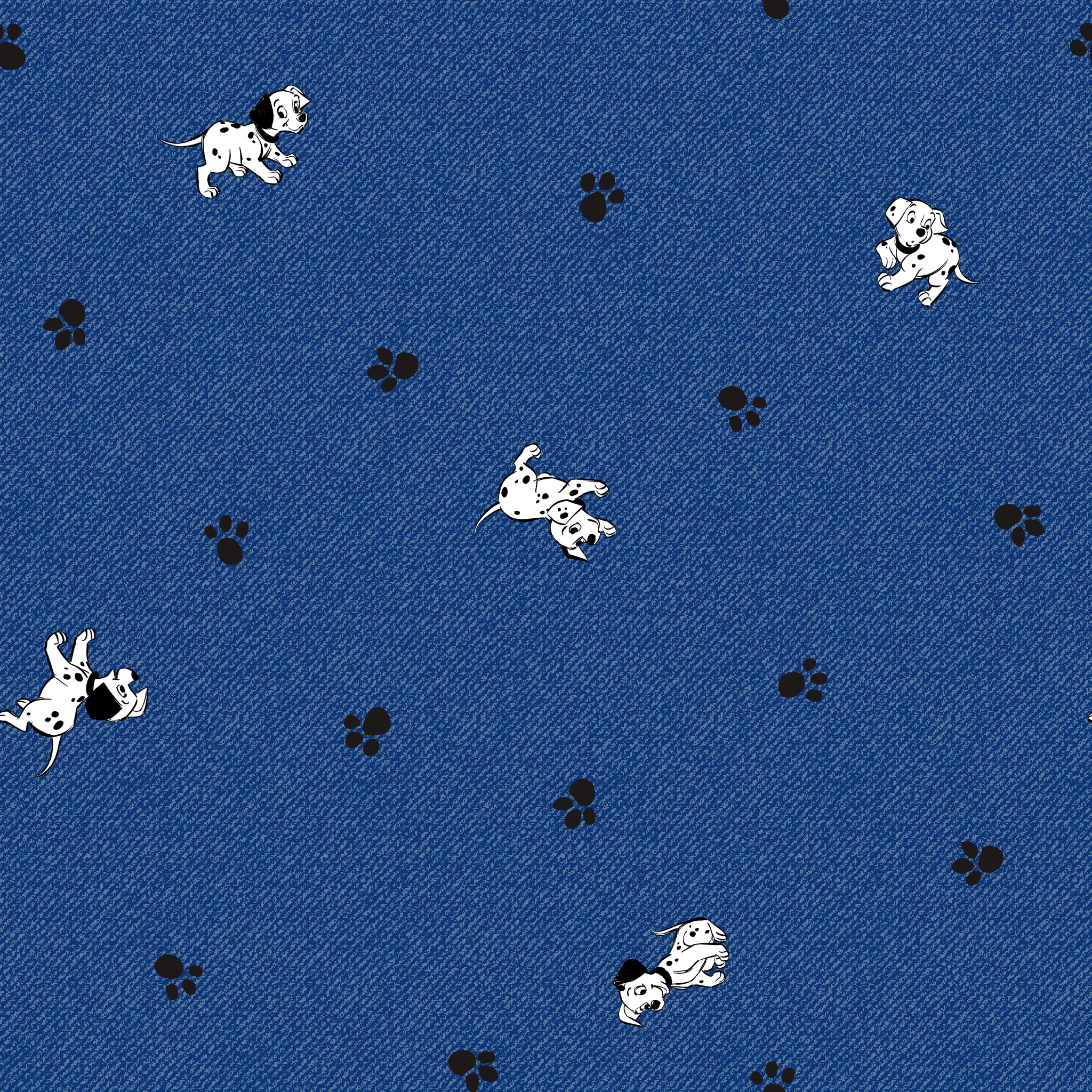 Blue background with small white cartoon-style space astronauts and black paw prints scattered across the pattern tiled preview square