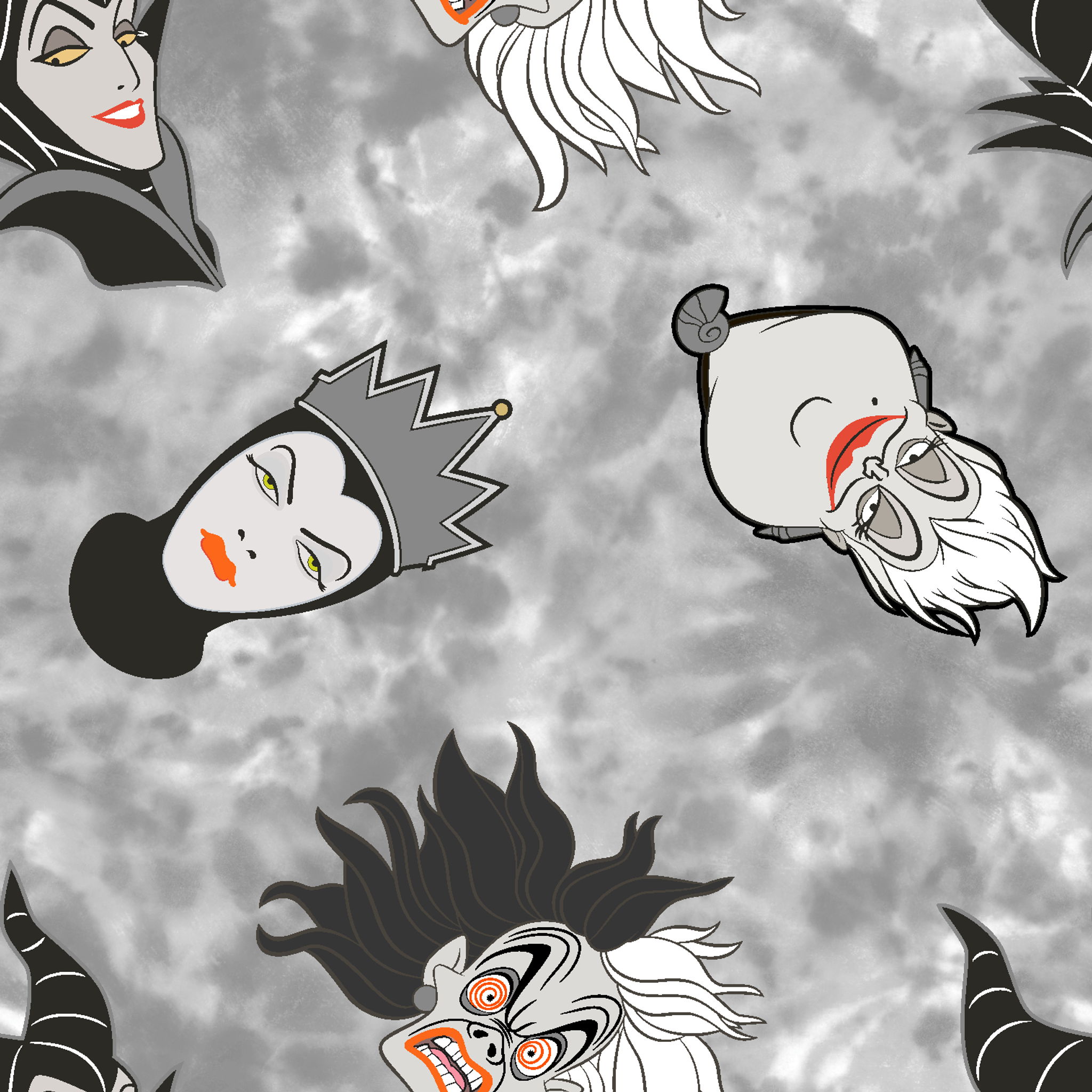Disney villain pattern on gray background tiled preview square