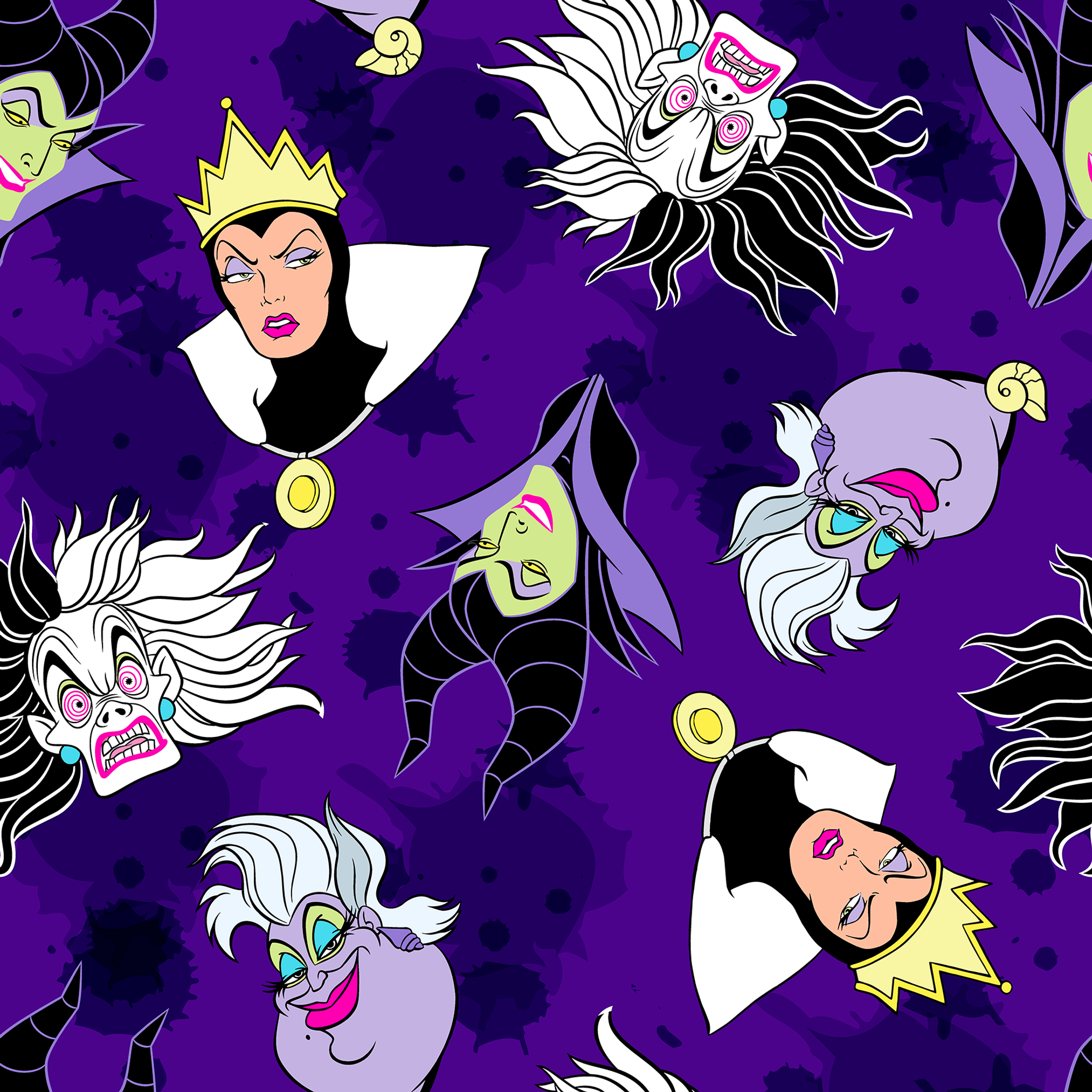 Disney villain pattern on purple background tiled preview square