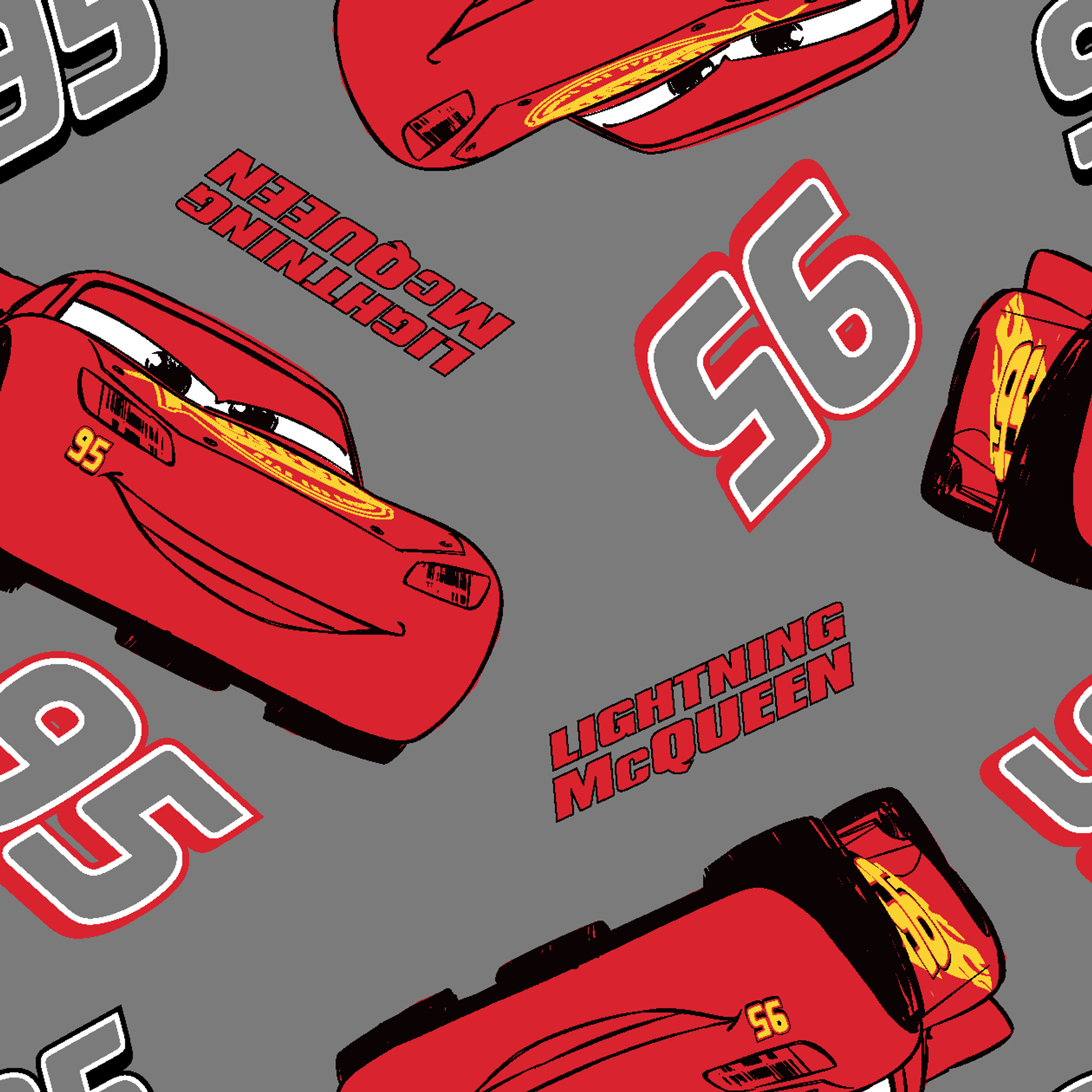 Lightning McQueen pattern with red race cars and number 95 on gray background tiled preview square
