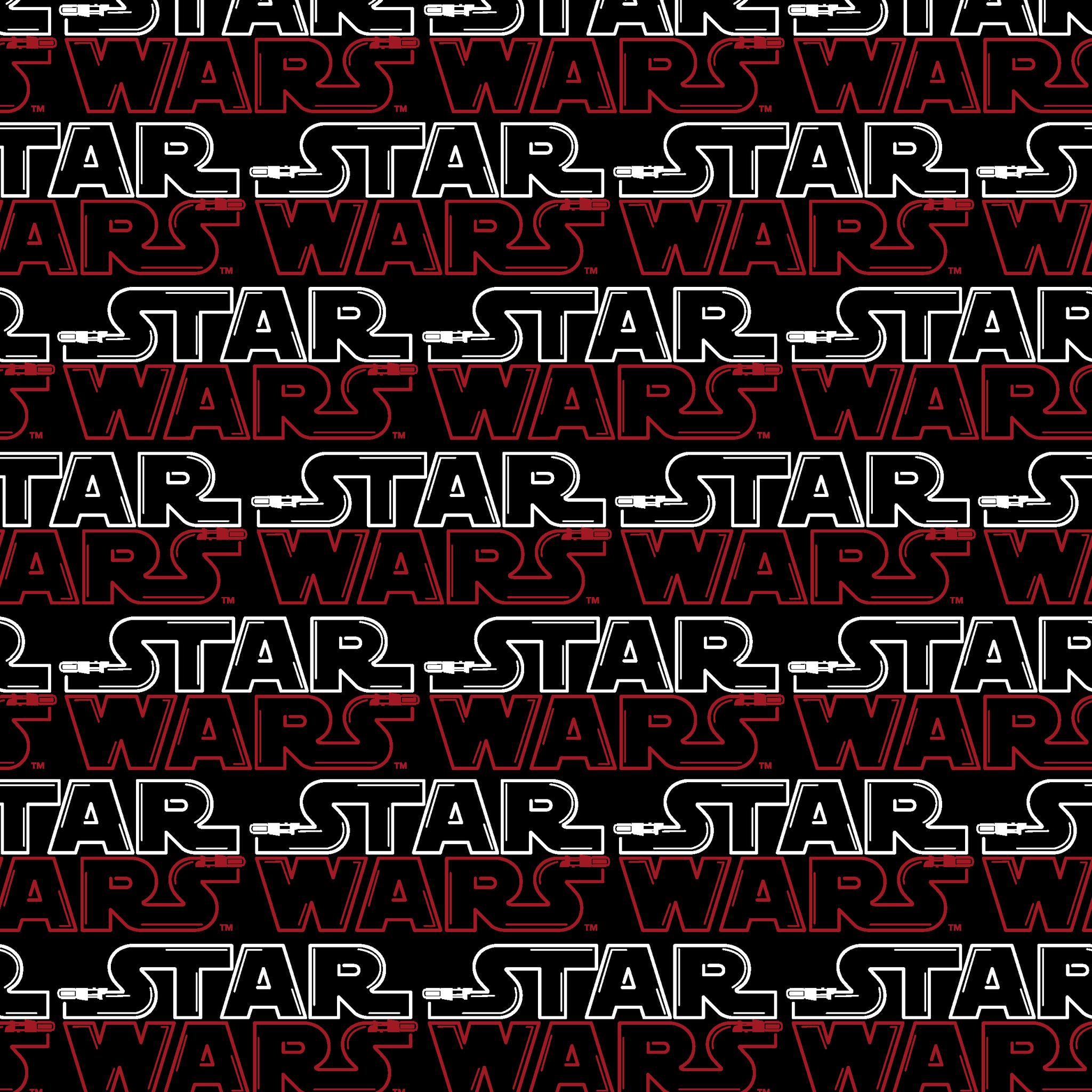 Star Wars logo pattern with white "STAR" and red "WARS" text repeating on black background tiled preview square