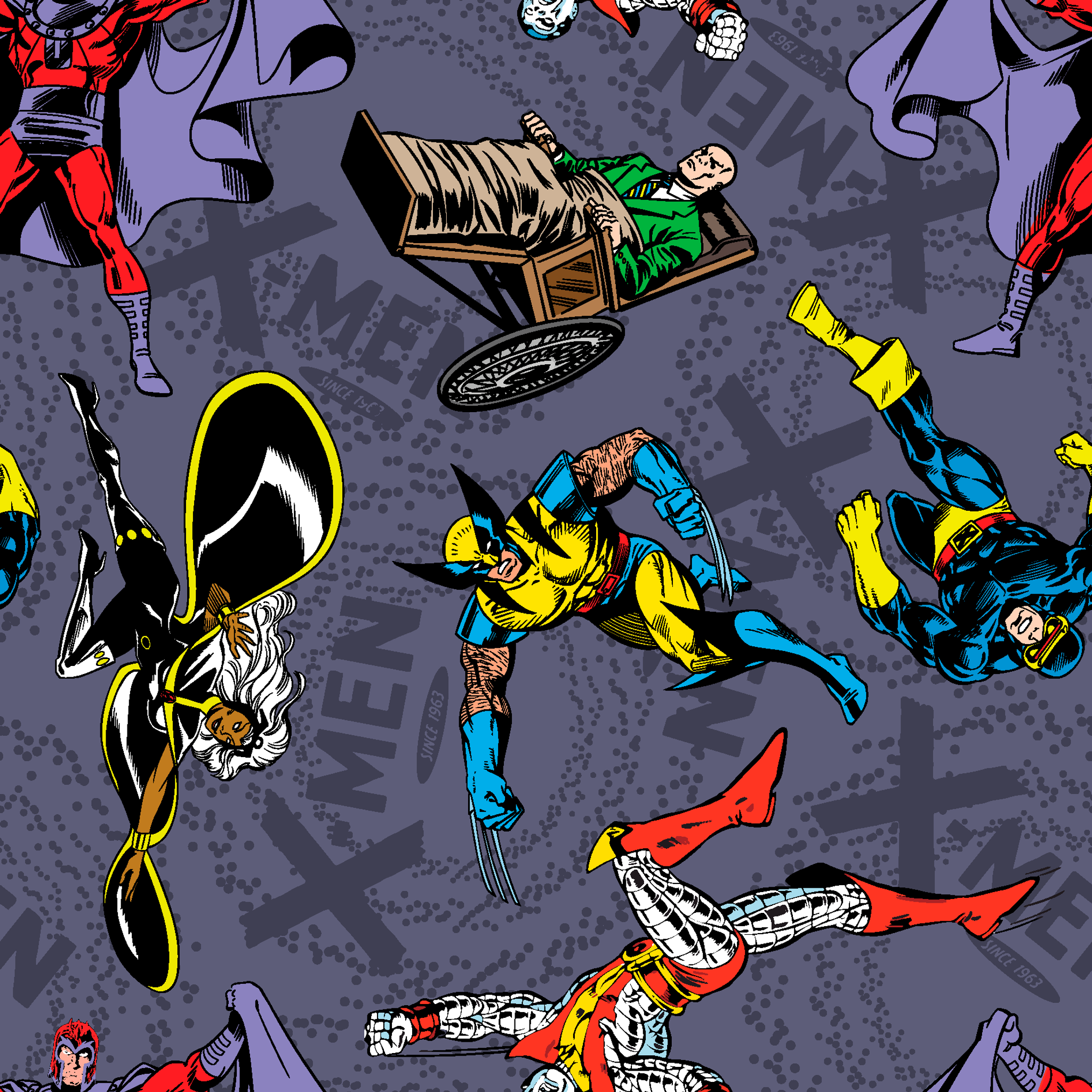 Marvel X-Men Comics Toss on Gray | Fabric by the Yard