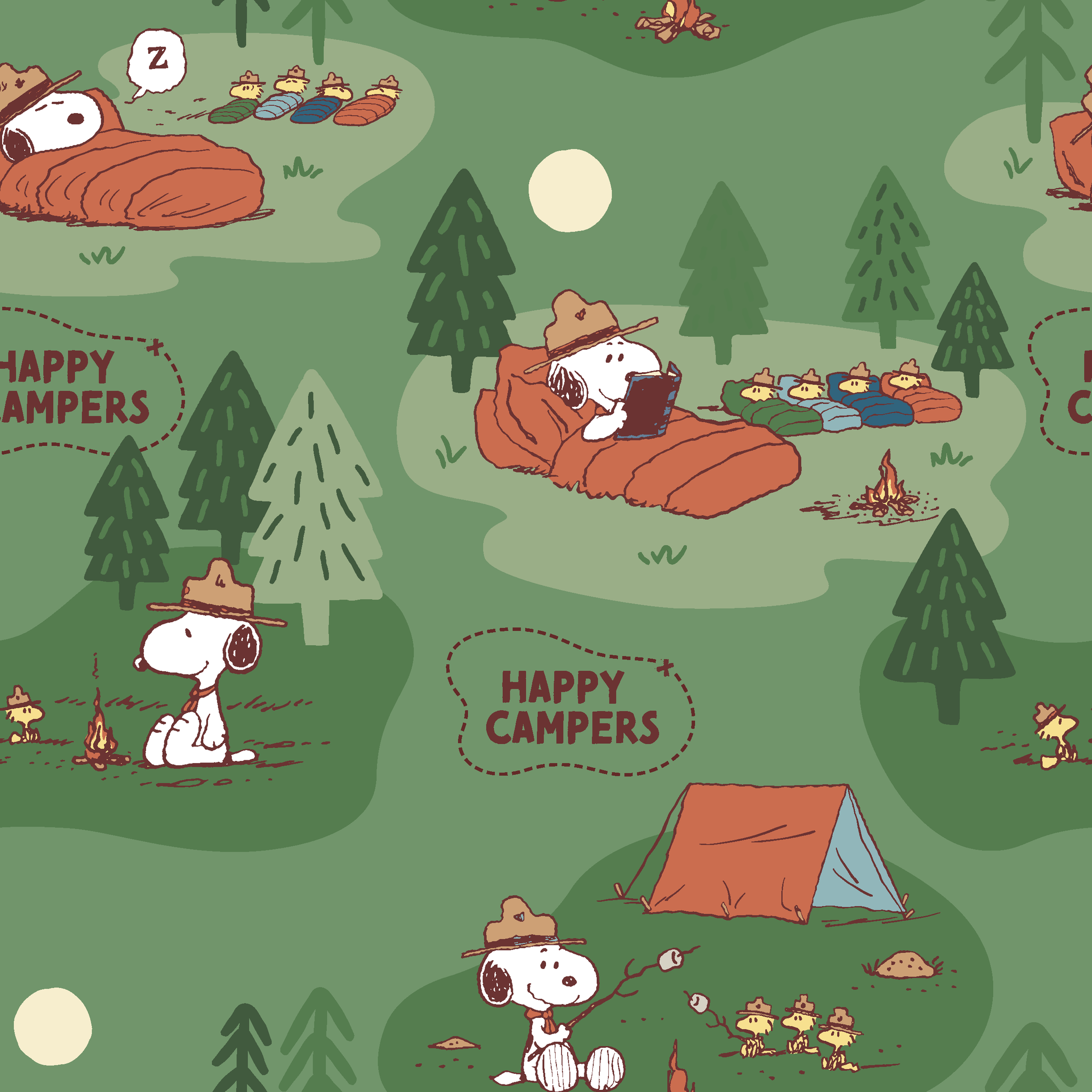 Peanuts Snoopy Camping Adventure on Green