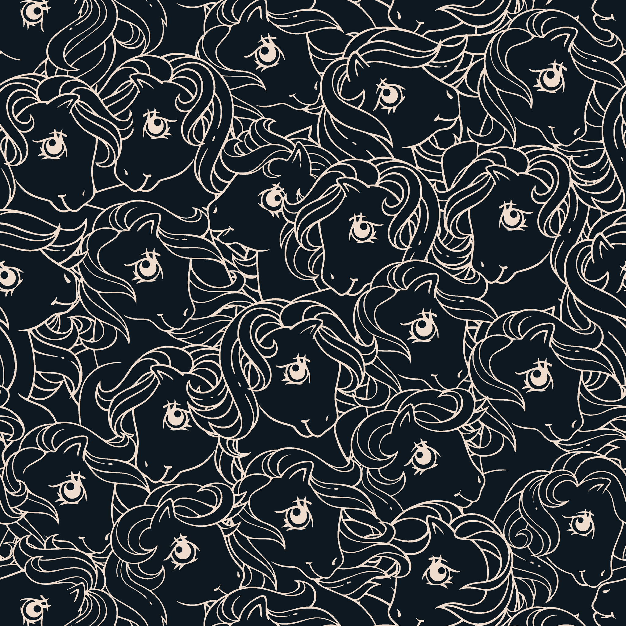 Hasbro My Little Pony Line Art on Black Wallpaper