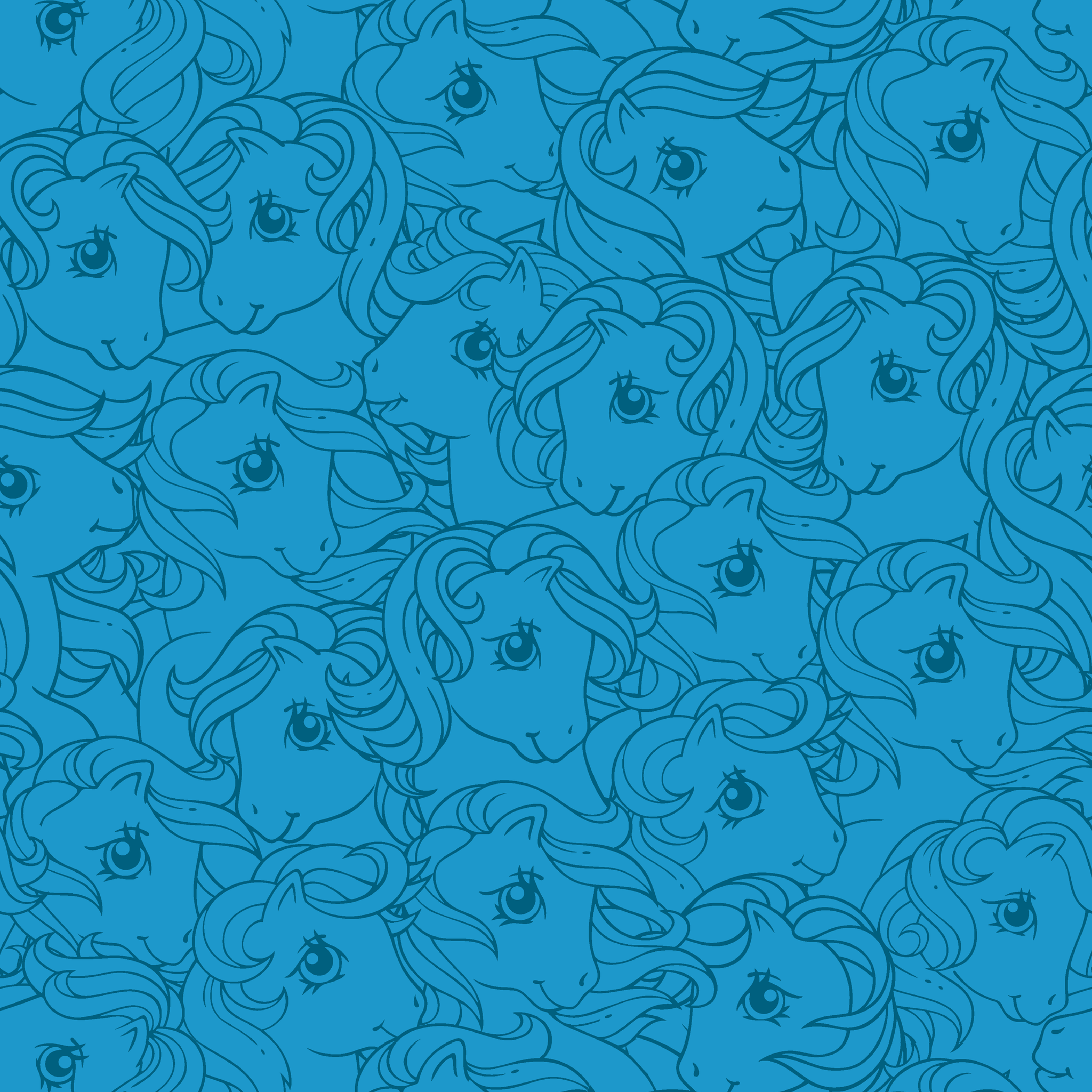 Hasbro My Little Pony Line Art on Blue Wallpaper