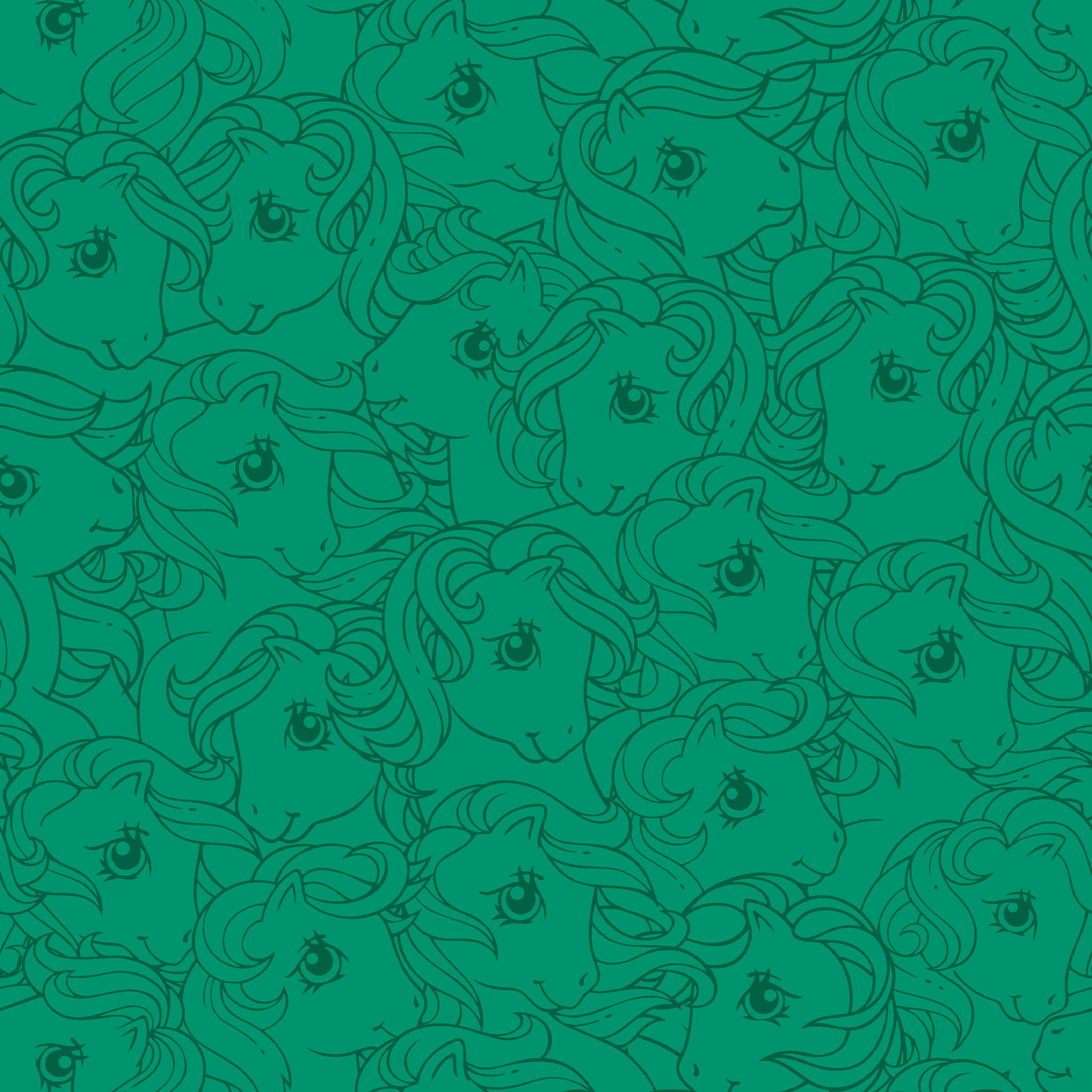 Hasbro My Little Pony Line Art on Green Wallpaper