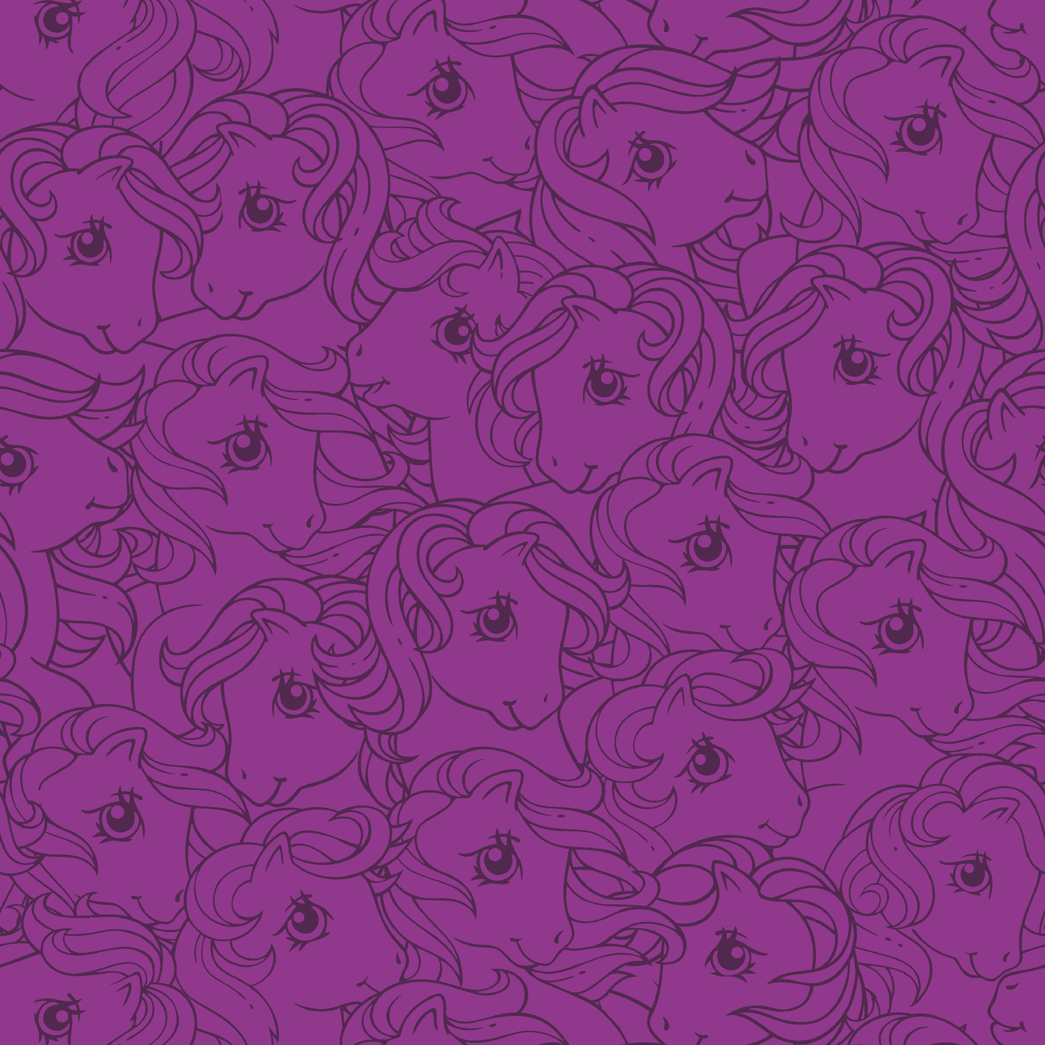 Hasbro My Little Pony Line Art on Purple Wallpaper