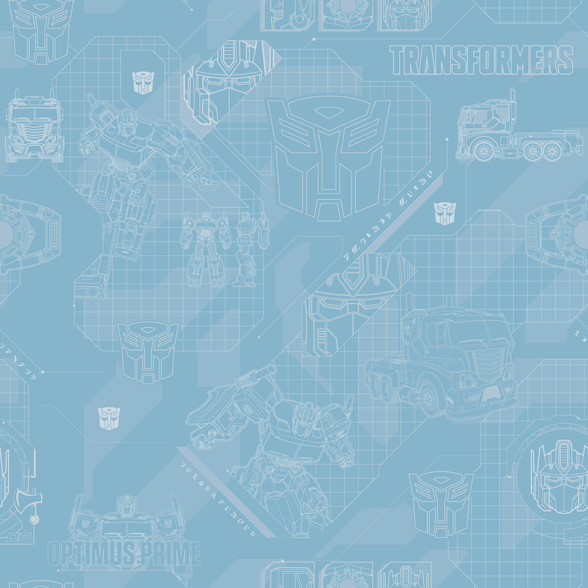 Hasbro Transformers Optimus Prime Graphics on Blue Wallpaper