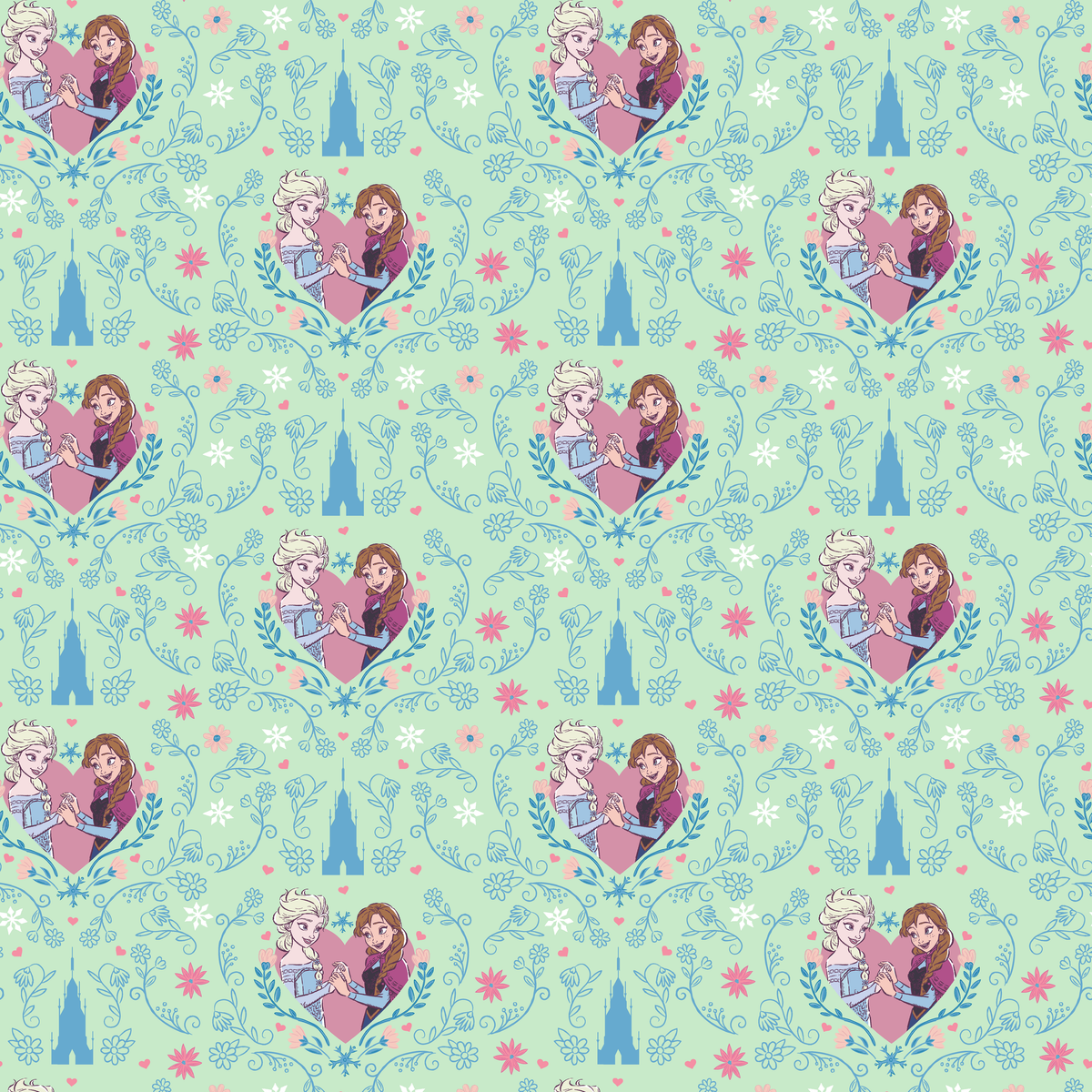 Disney Frozen Sisterly Bond on Green Wallpaper