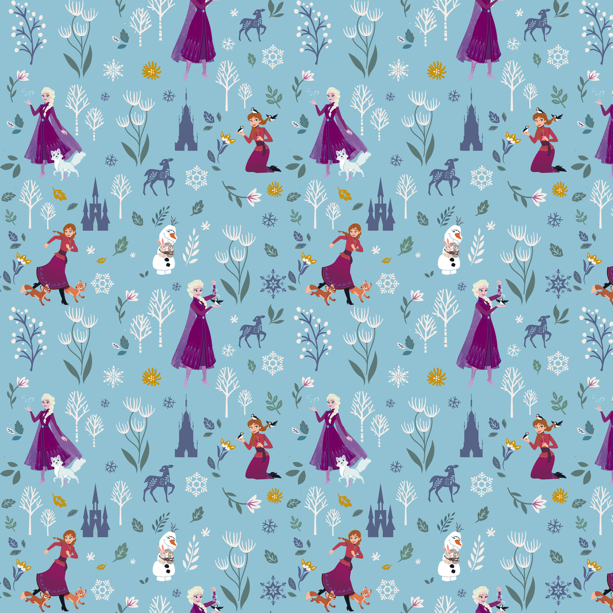 Disney Frozen Winter Adventure on Blue Wallpaper