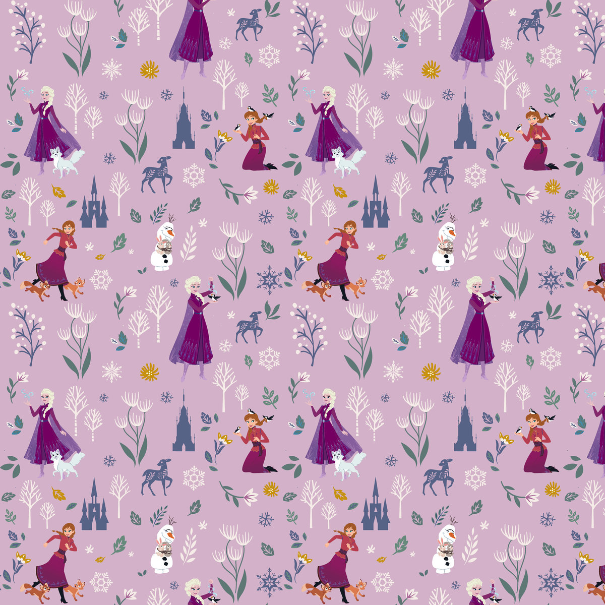 Disney Frozen Winter Adventure on Purple Wallpaper