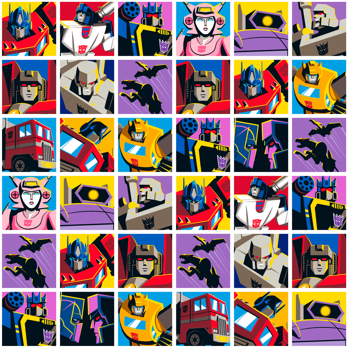 Hasbro Transformers Artist Grid Blocks Wallpaper