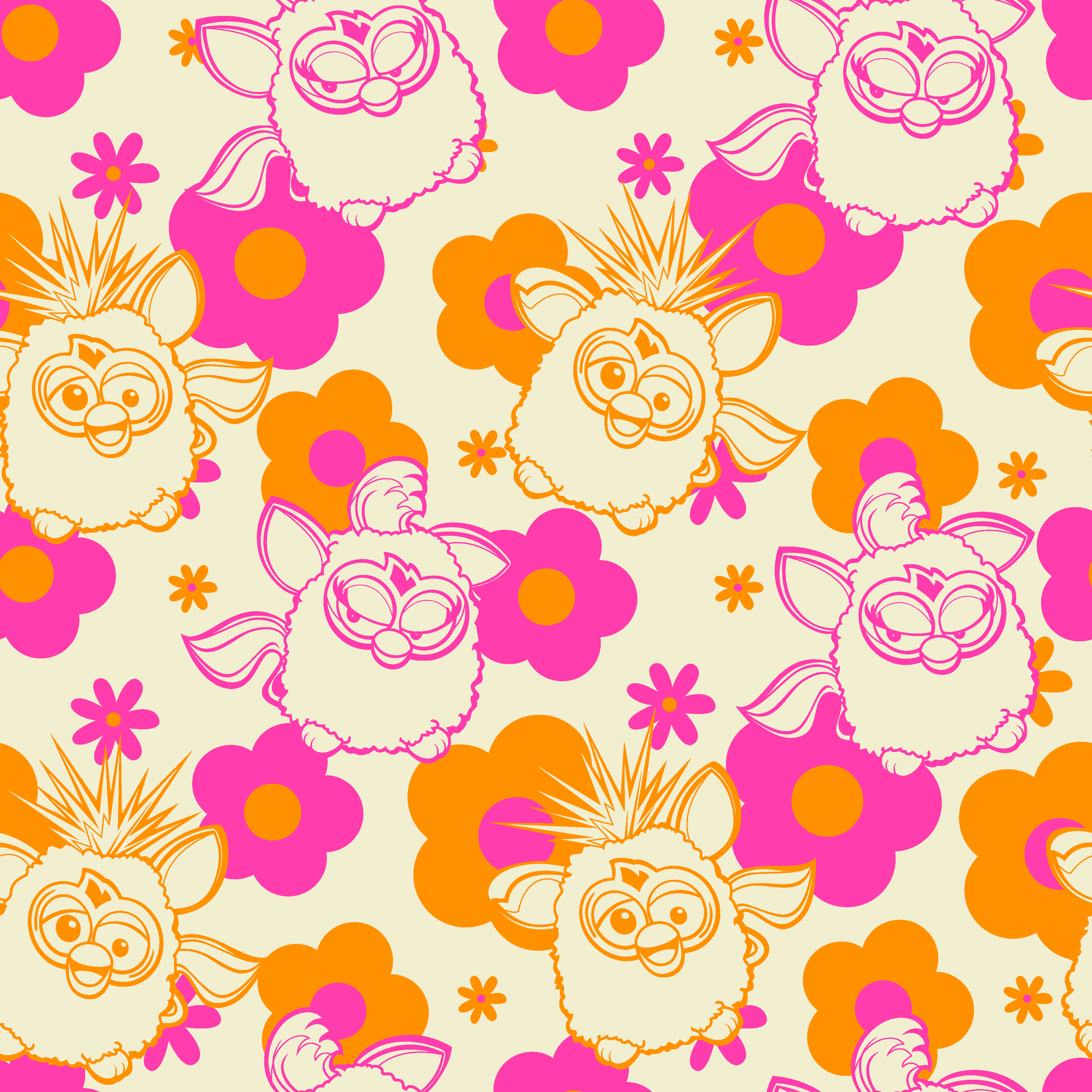 Hasbro Furby Flower Power on Citrus Wallpaper
