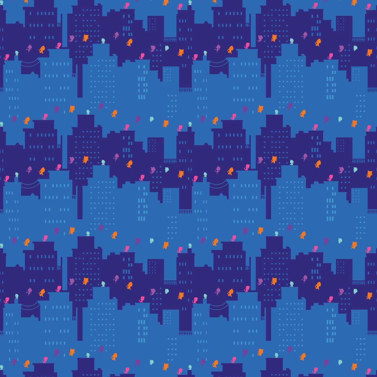 Disney Jr's. SuperKitties Super Skyline on Blue Wallpaper