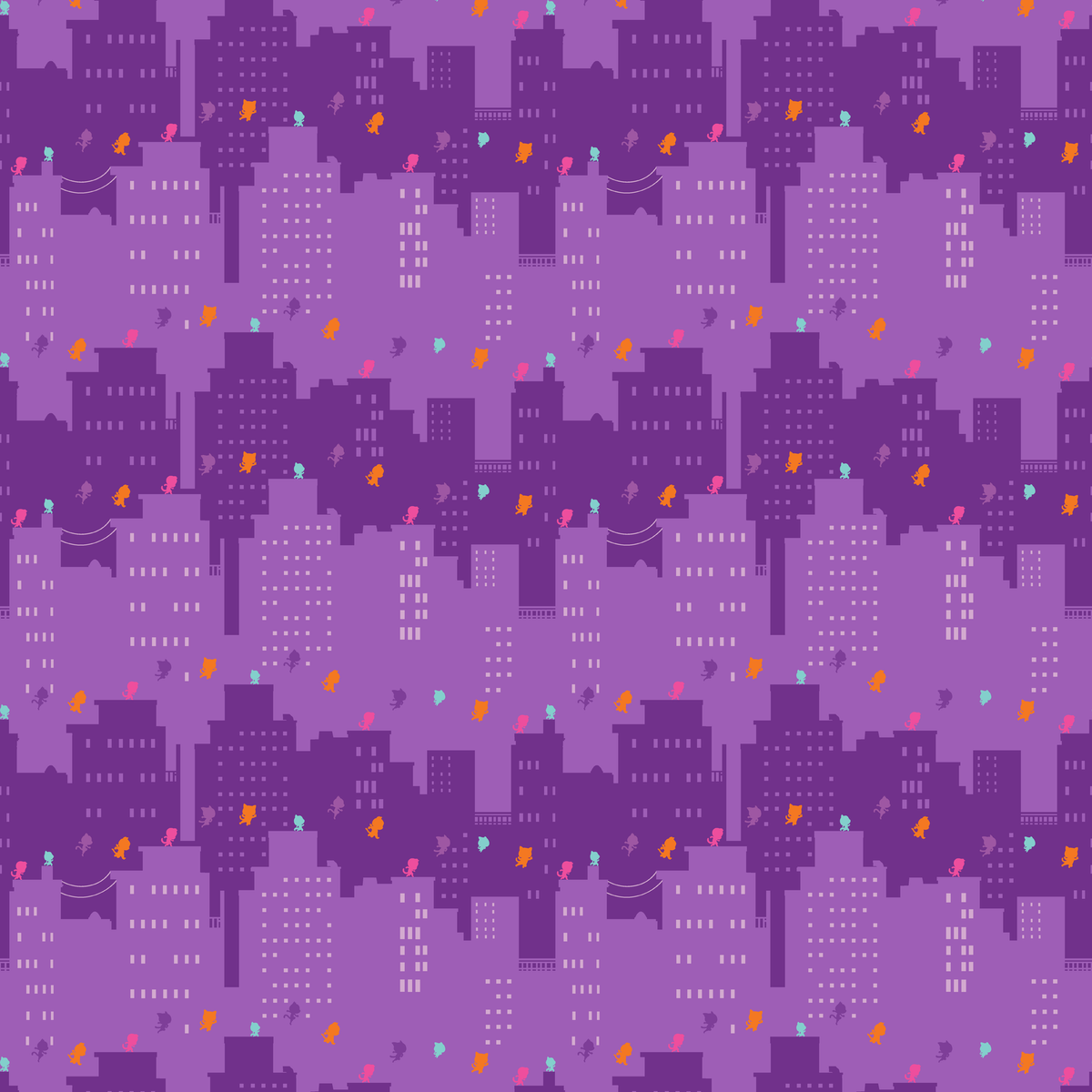 Disney Jr's. SuperKitties Super Skyline on Purple Wallpaper