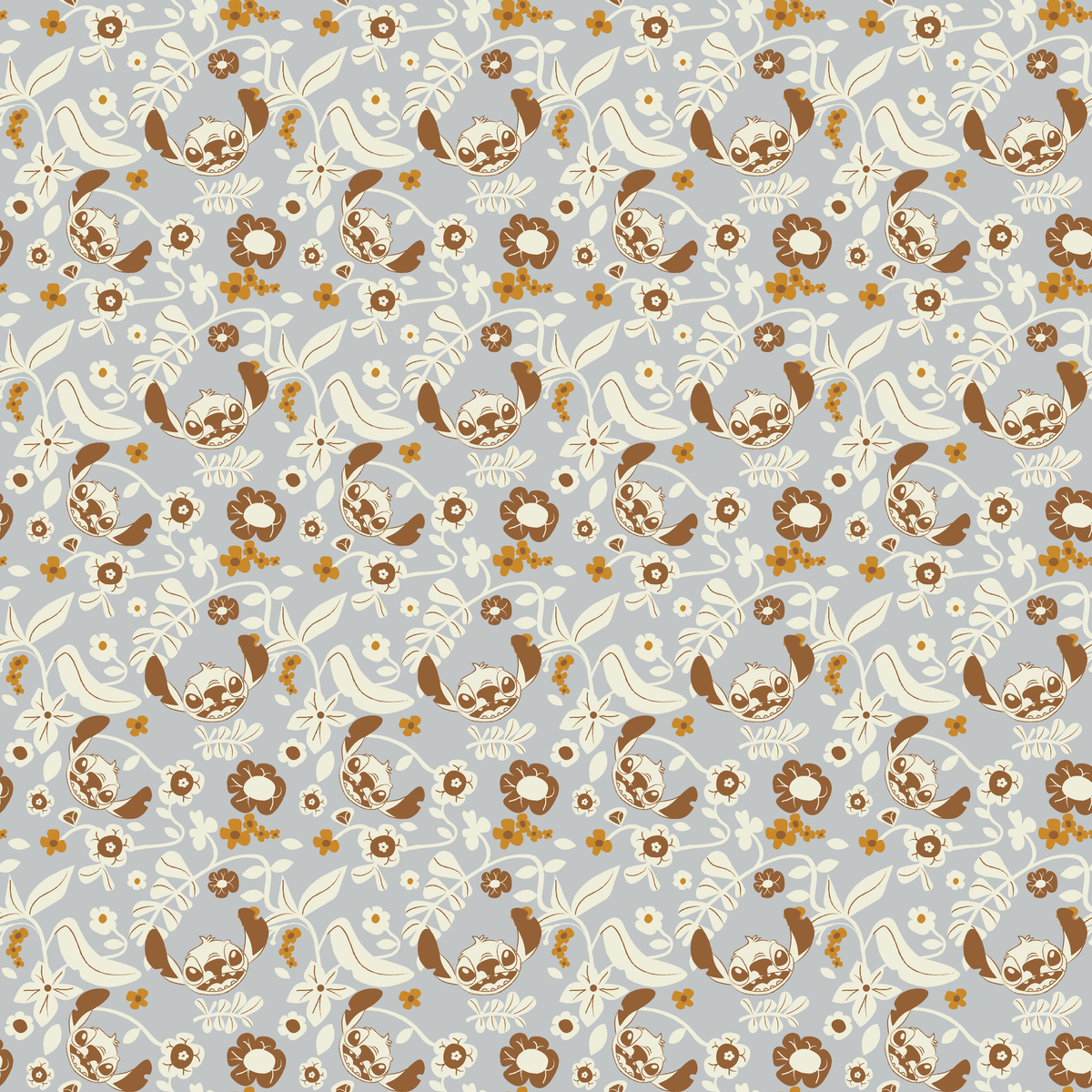 Disney Stitch Florals on Purple Wallpaper