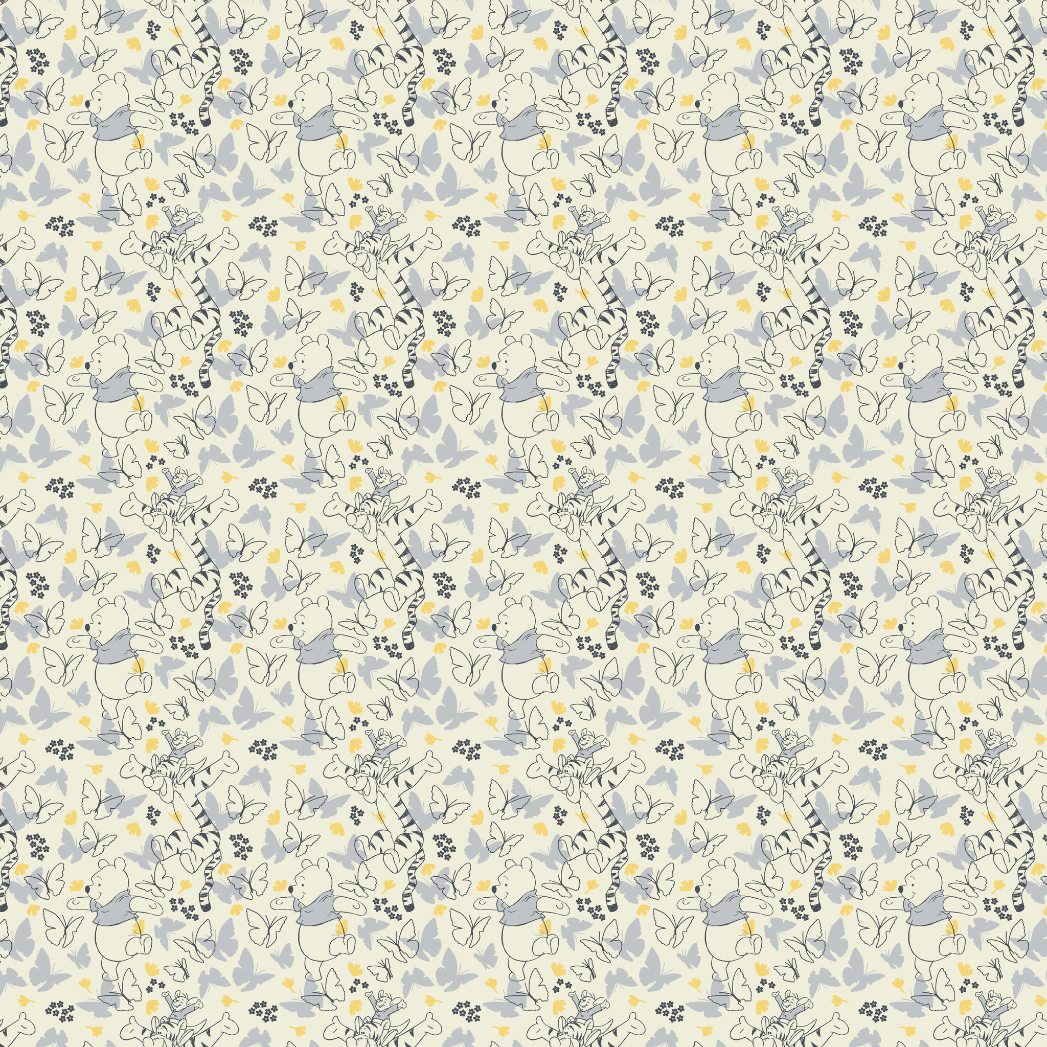 Disney Winnie the Pooh Butterflies and Florals Purple Wallpaper