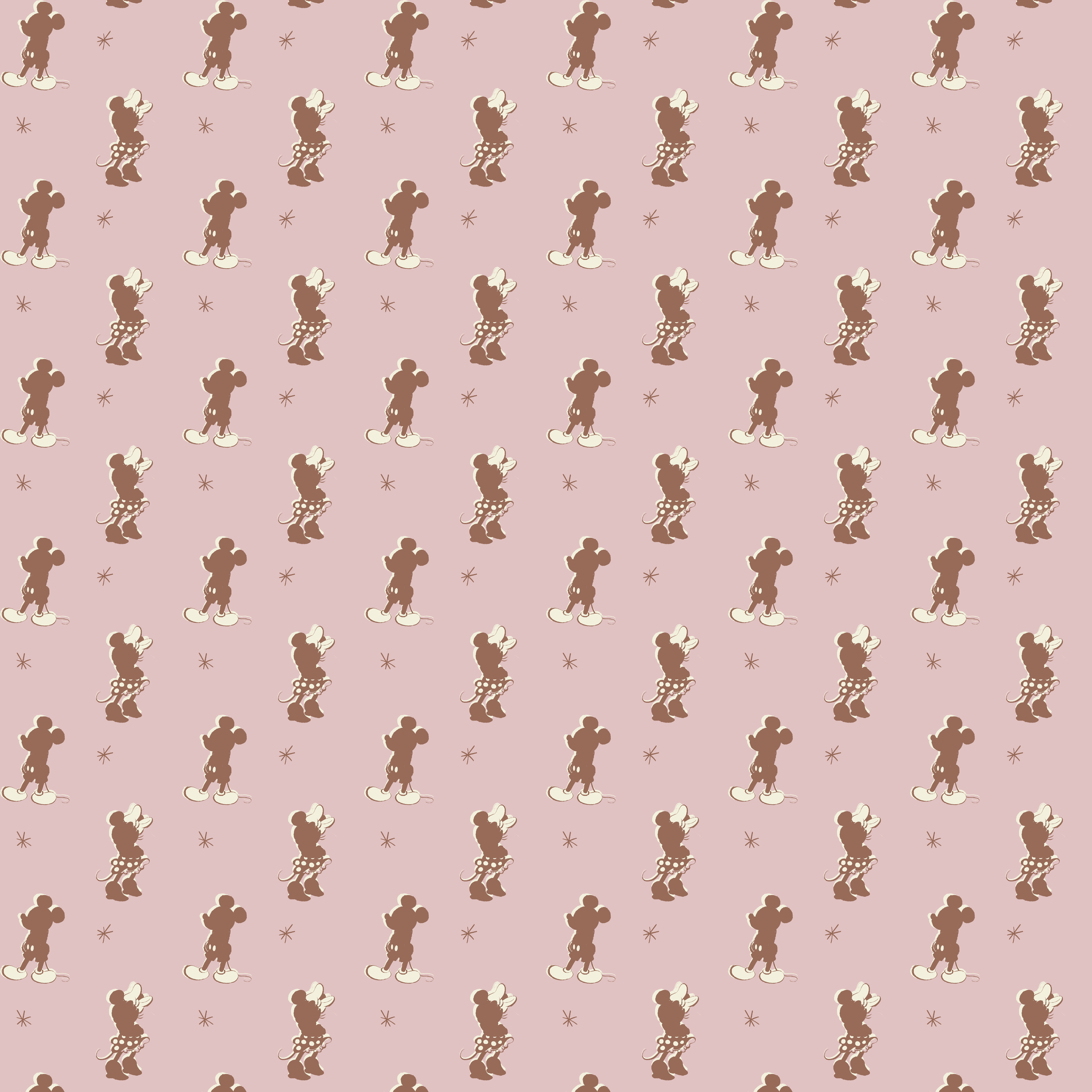 Disney Mickey Mouse and Minnie Mouse Silhoutees on Pink Wallpaper