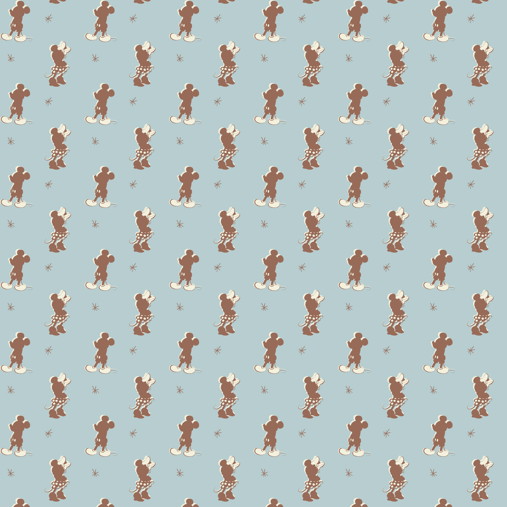 Disney Mickey Mouse and Minnie Mouse Silhoutees on Blue Wallpaper