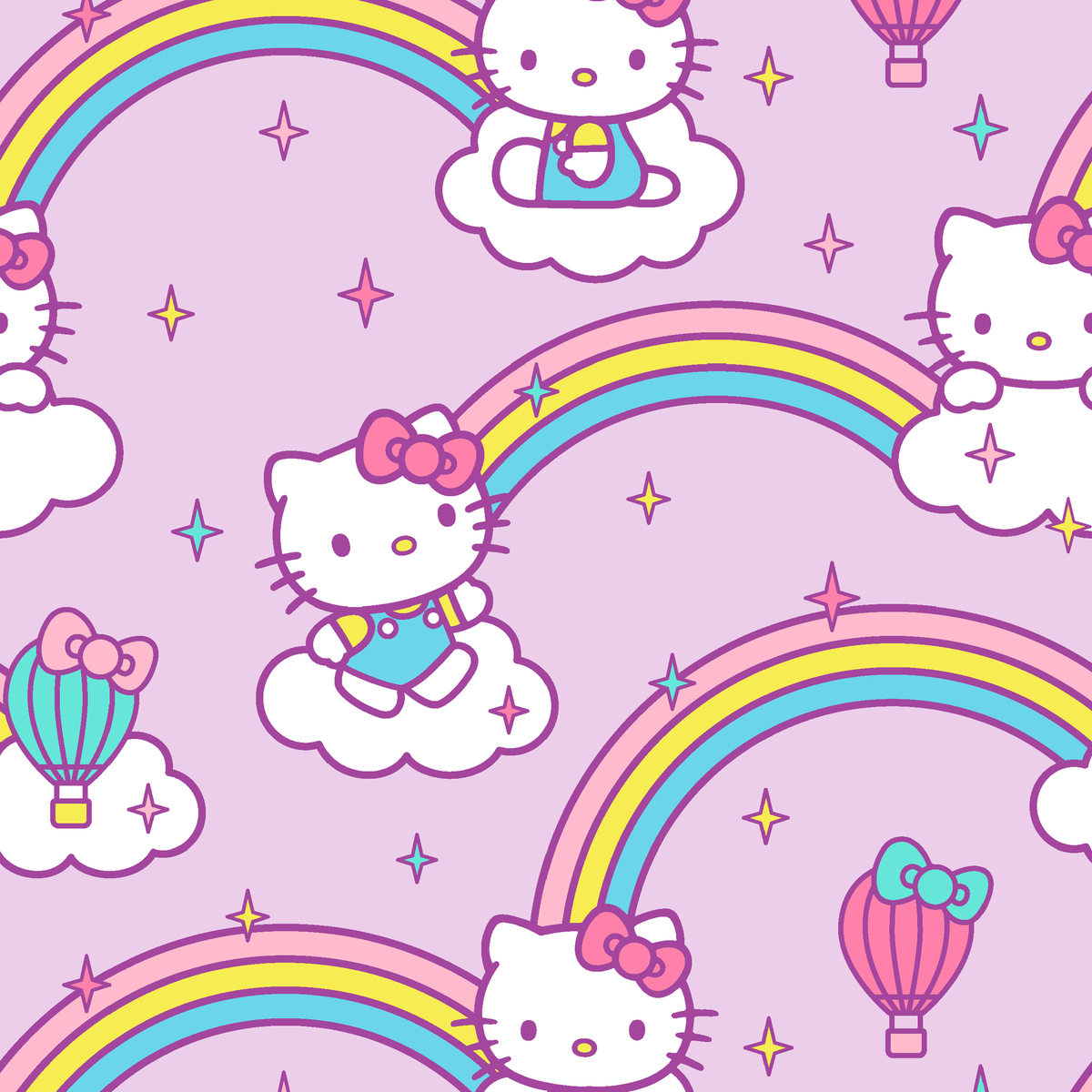 Hello Kitty® Rainbows & Clouds Wallpaper