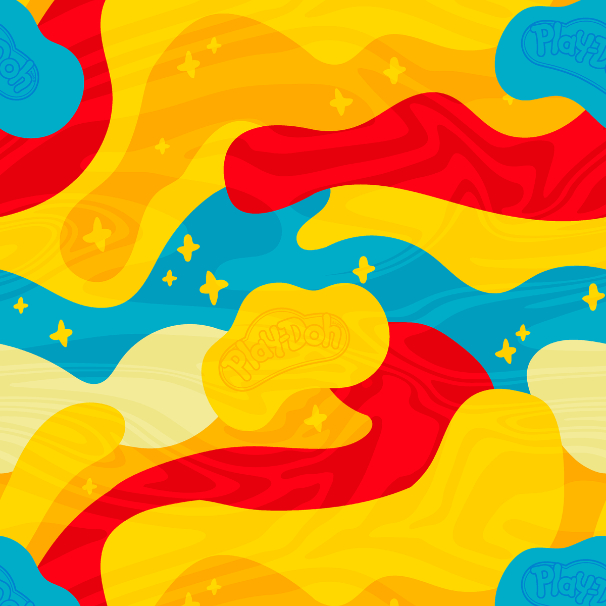 Hasbro Play-Doh Retro Clouds in Yellow Wallpaper