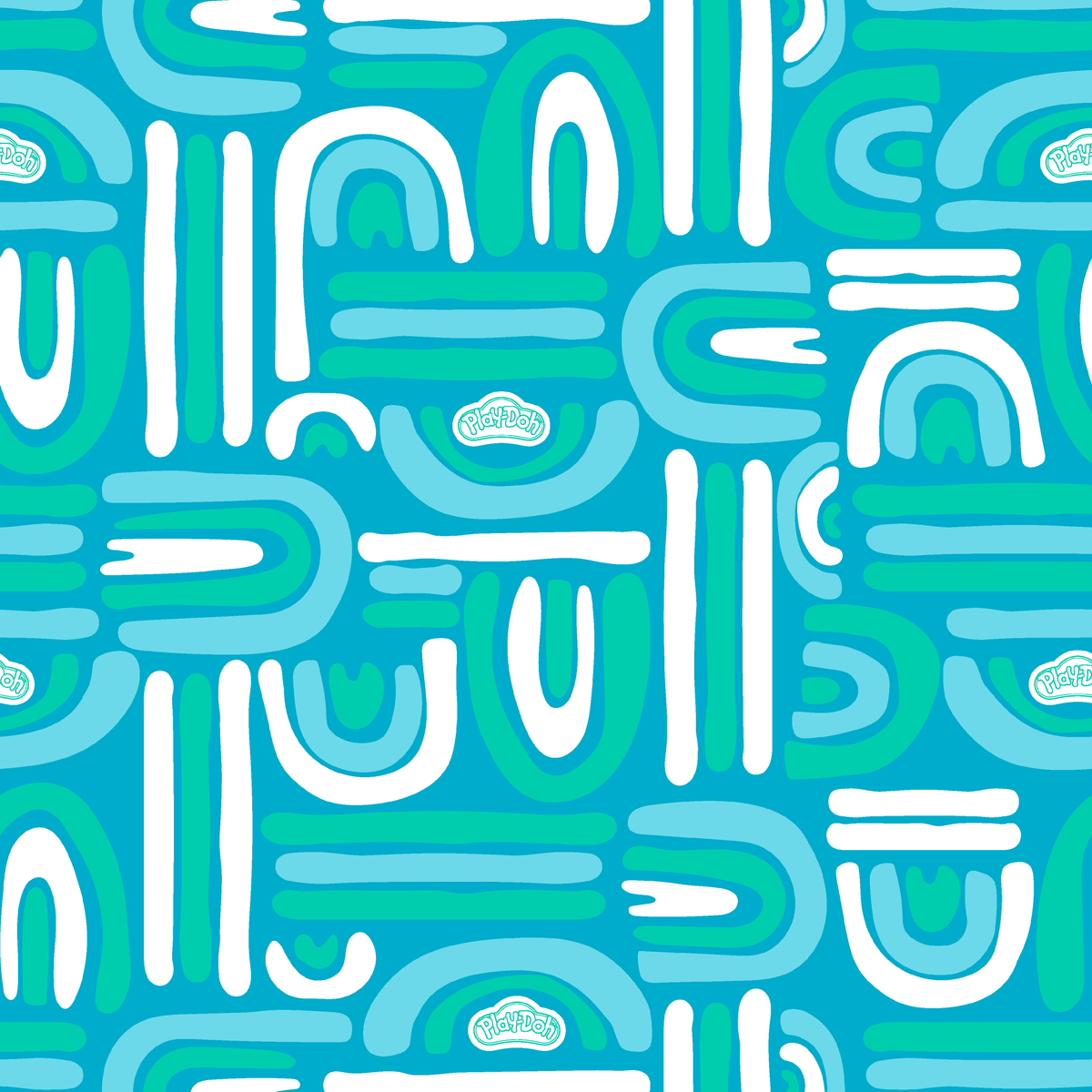 Hasbro Play-Doh Rainbow Arch on Blue Wallpaper