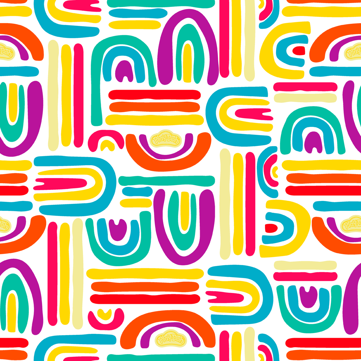 Hasbro Play-Doh Rainbow Arch on White Wallpaper