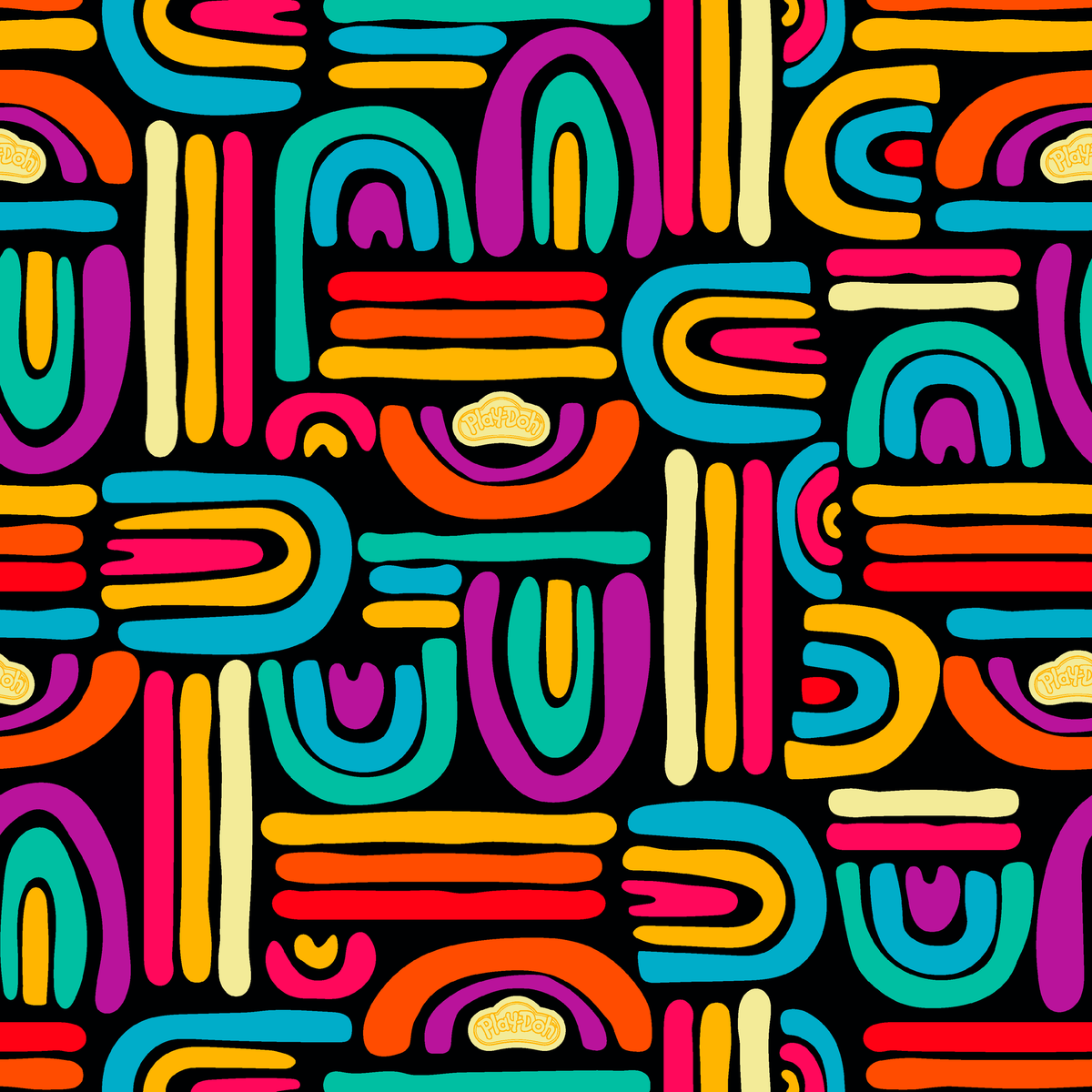 Hasbro Play-Doh Rainbow Arch on Black Wallpaper