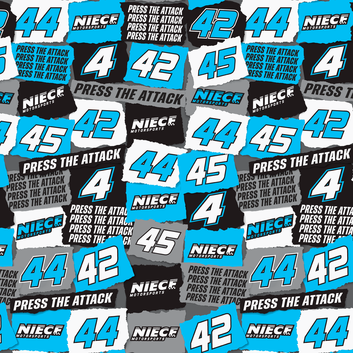 Niece Motorsports Press the Attack Logo Patchwork Wallpaper