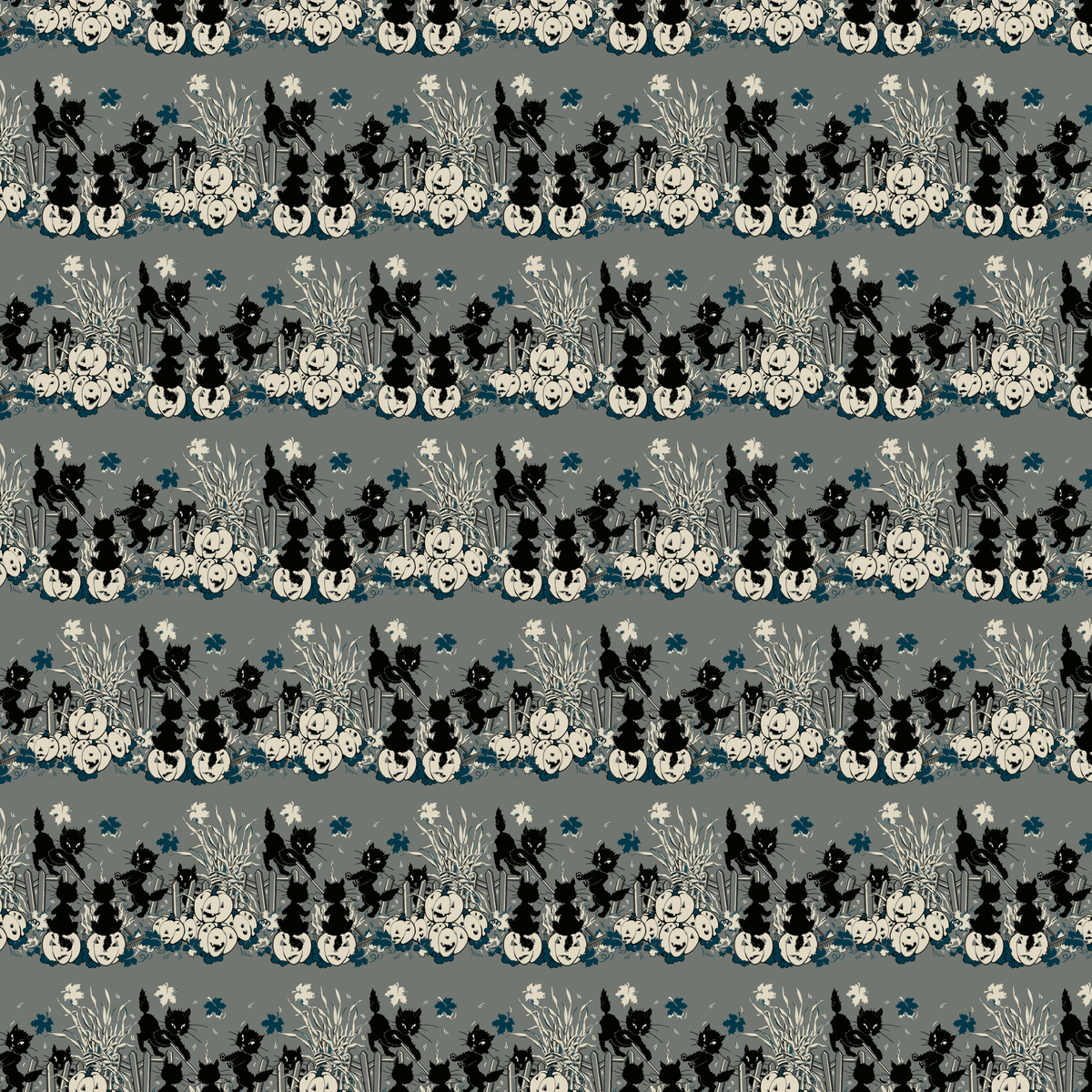 Spooky Cats on Mummy Gray Wallpaper