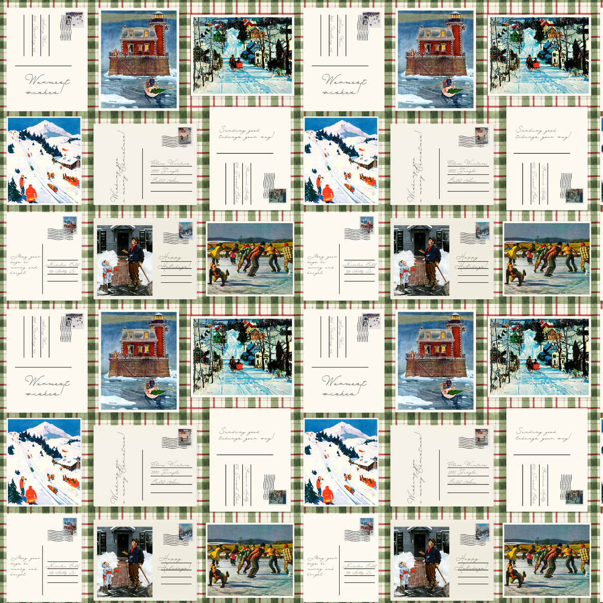 Saturday Evening Post Patchwork Postcards Wallpaper