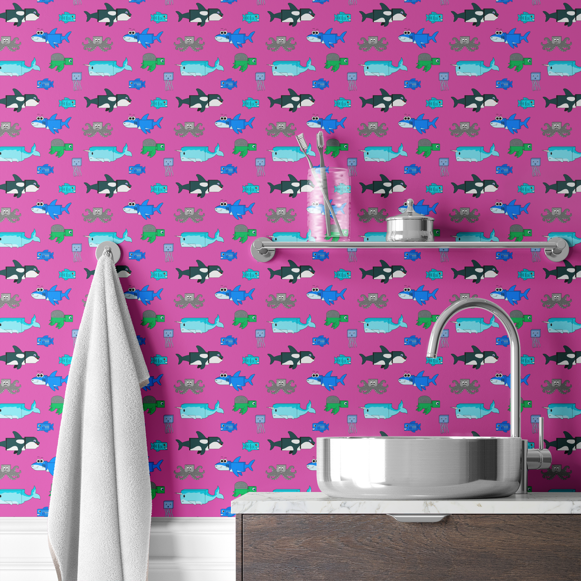 wallpaper bath mockup
