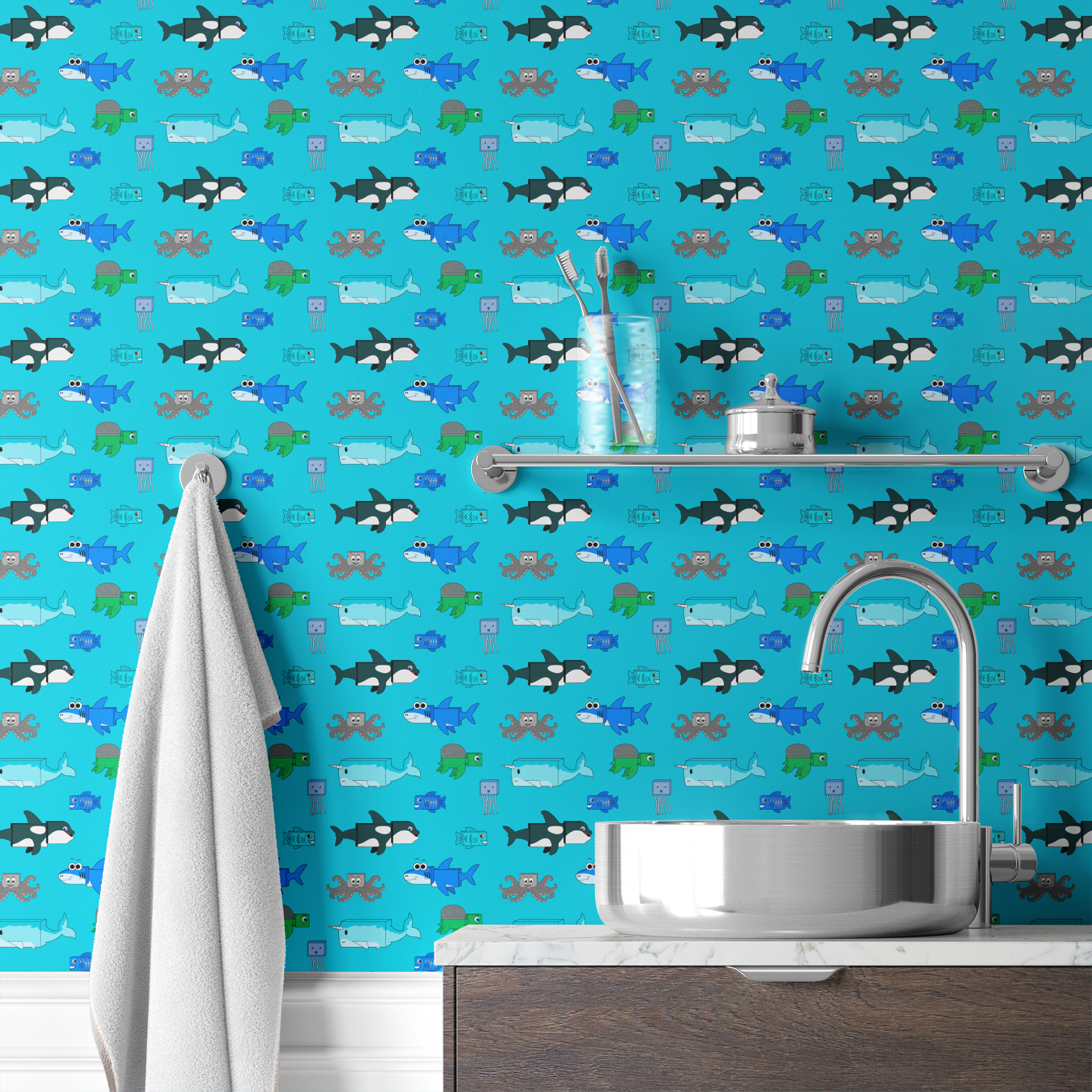 wallpaper bath mockup