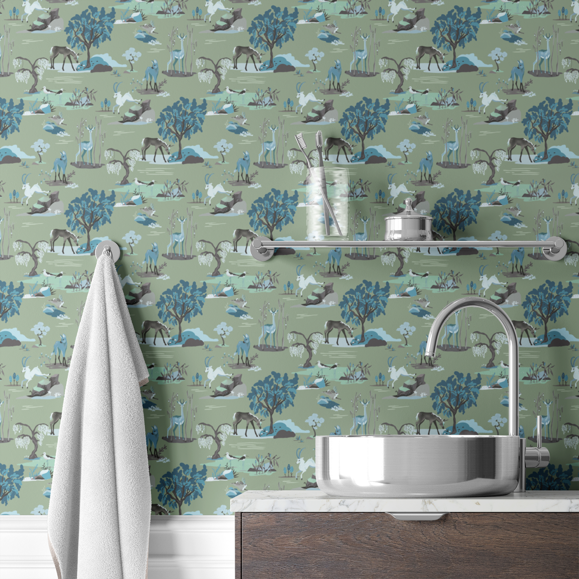 wallpaper bath mockup