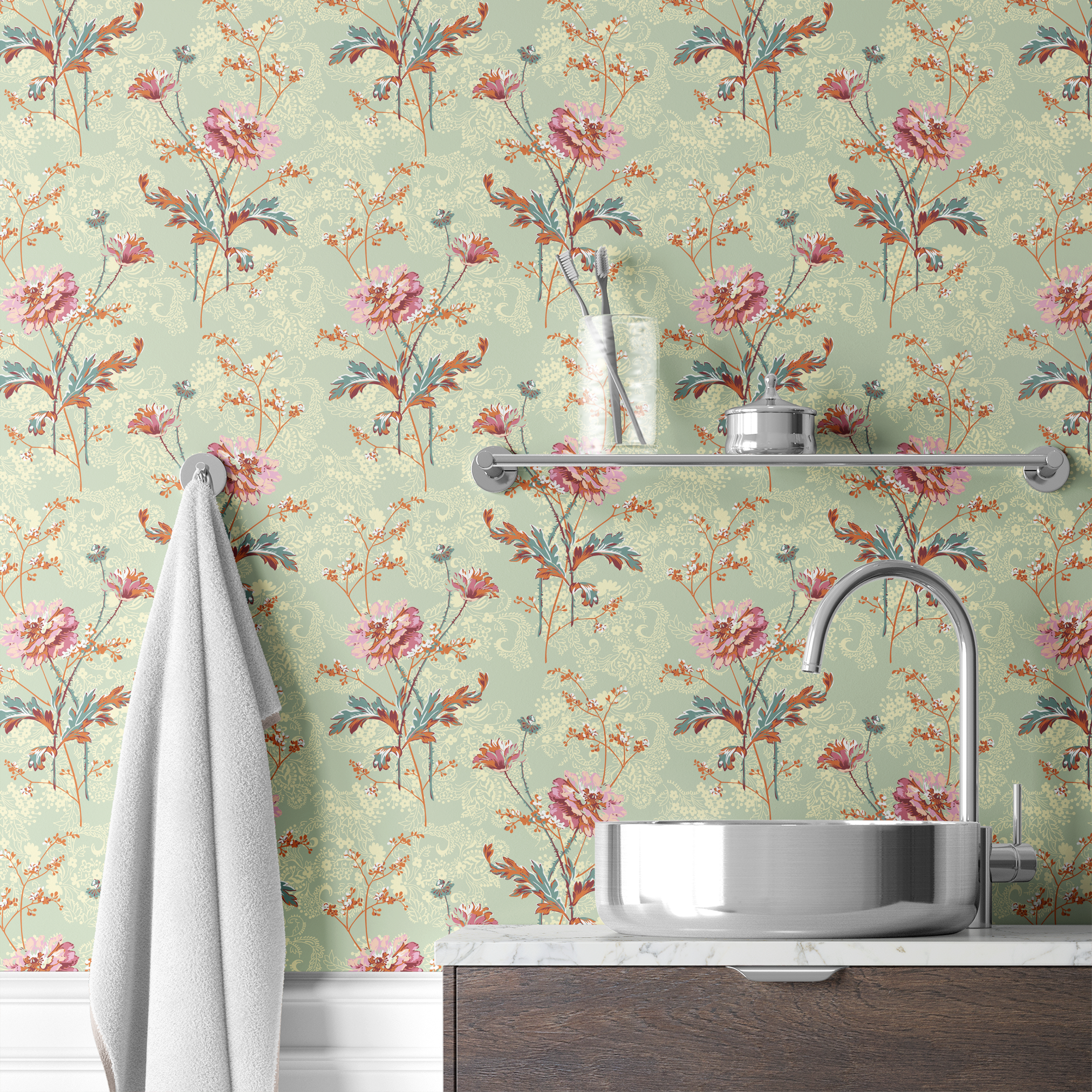 wallpaper bath mockup