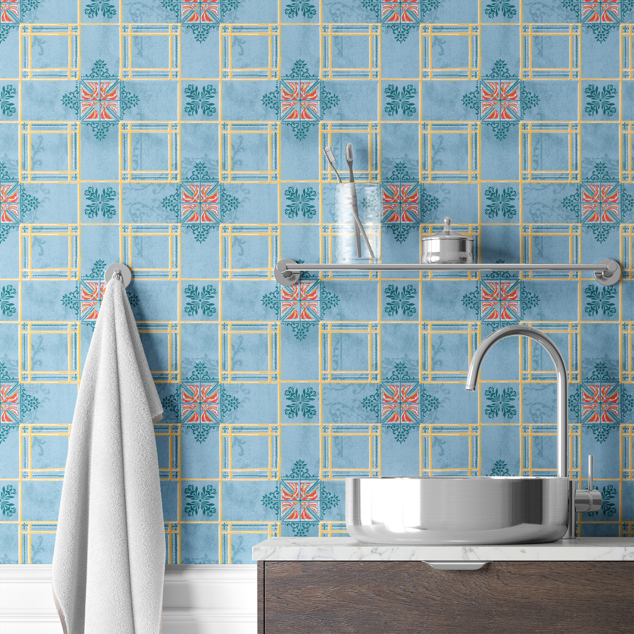 wallpaper bath mockup