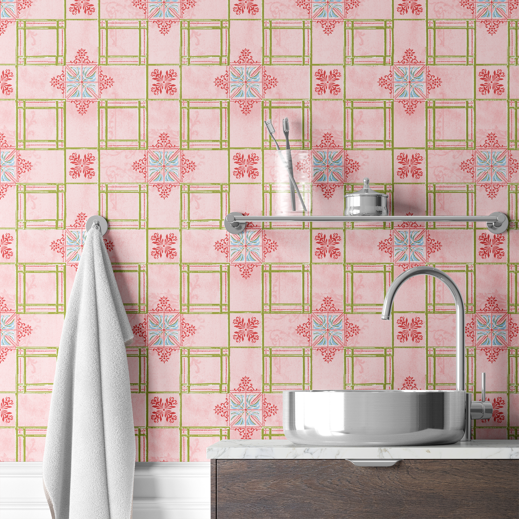 wallpaper bath mockup