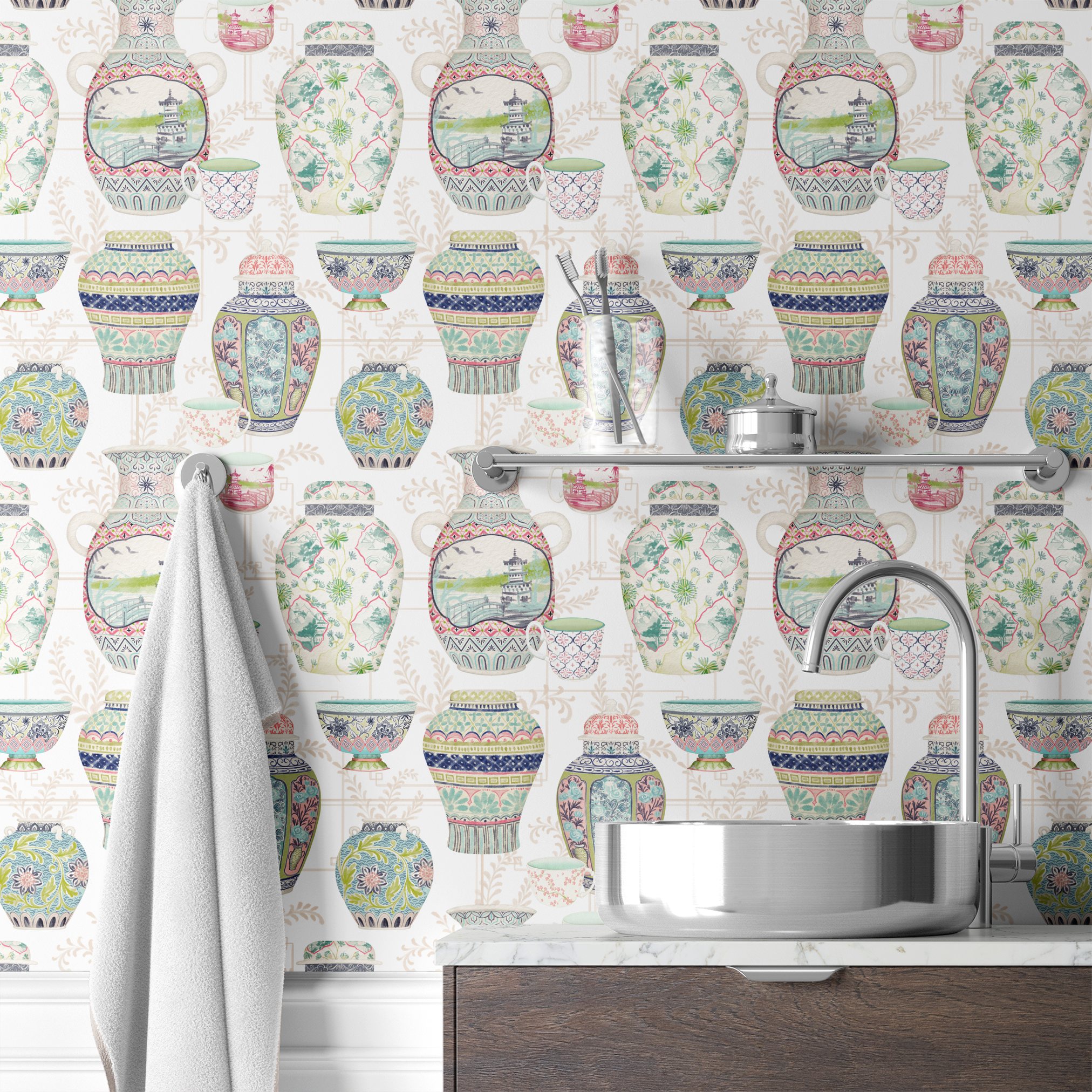 wallpaper bath mockup
